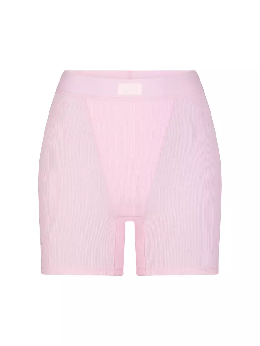 Womens Skims pink Ribbed Boxer Shorts