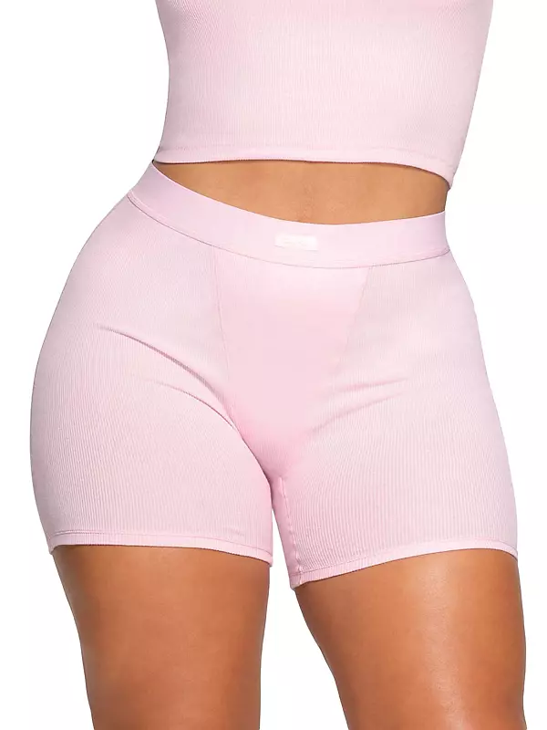 Skims Ribbed Stretch-cotton Boxer Shorts Pack Of 3 in Pink