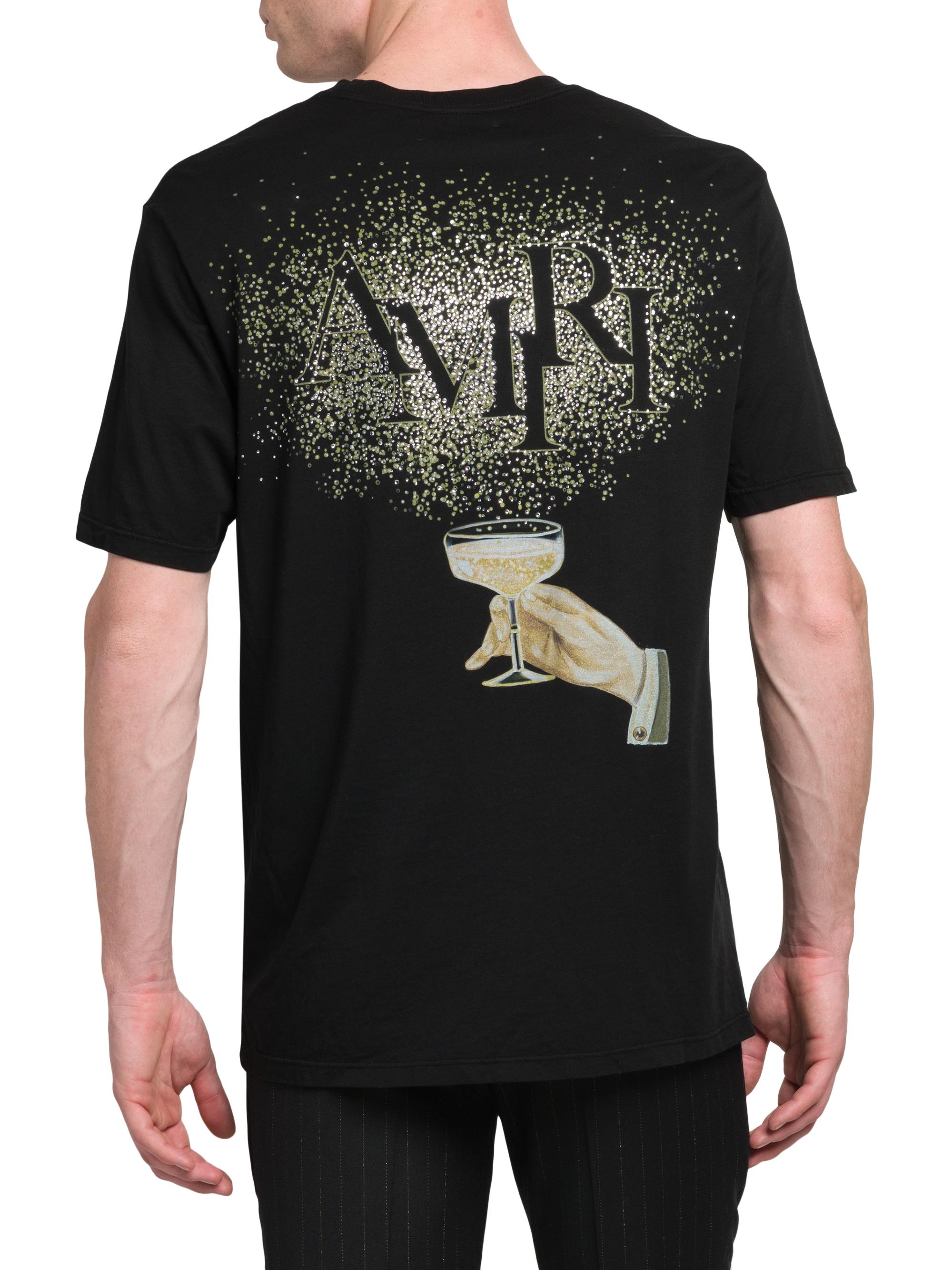 Amiri Crystal Champagne Logo T-Shirt | Saks Fifth Avenue