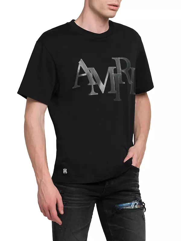 Shop Amiri Staggered Logo Crewneck T-Shirt | Saks Fifth Avenue