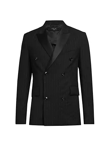 Pinstriped Double-Breasted Wool-Blend Blazer