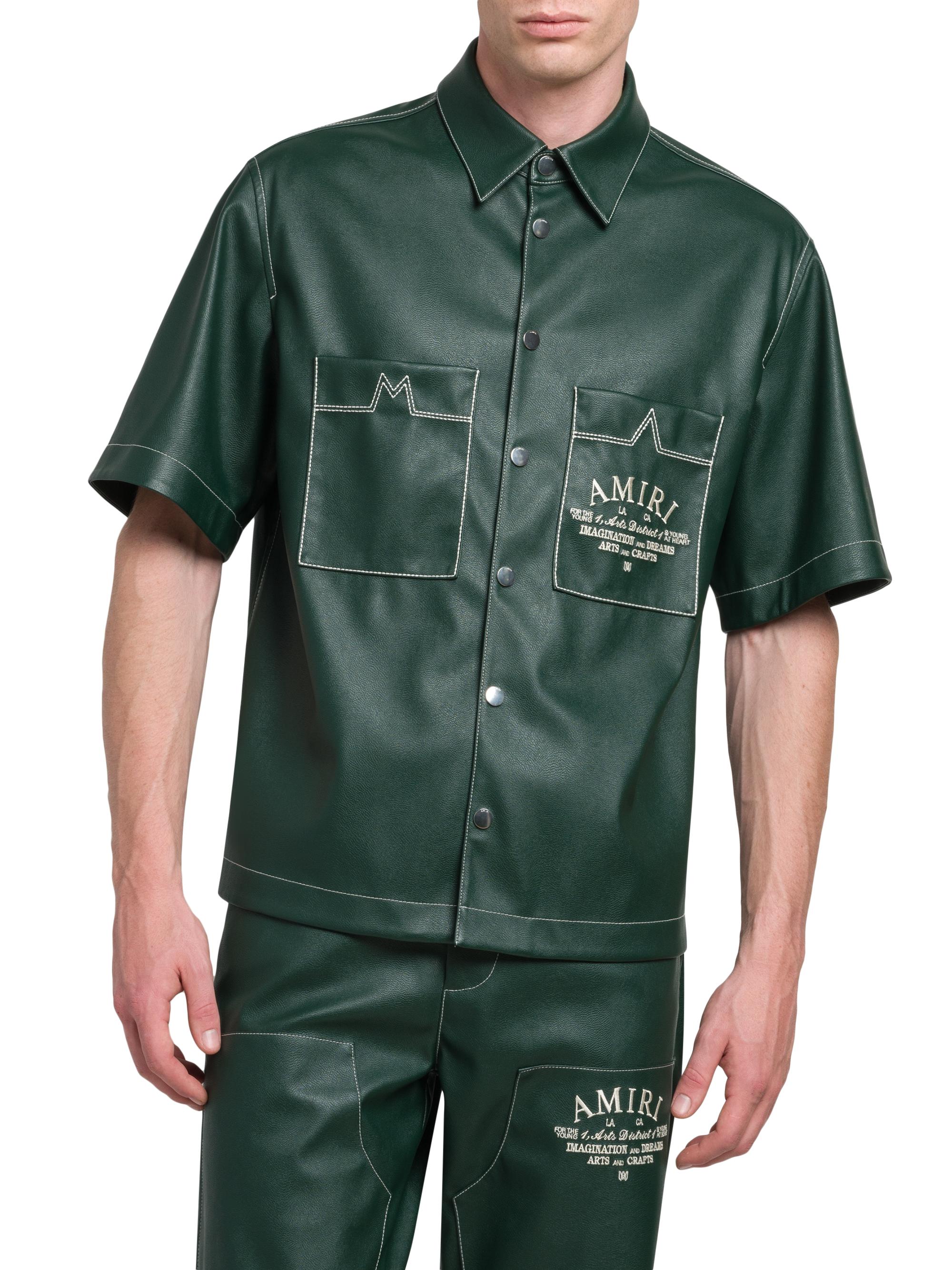 Amiri Arts District Camp Faux Leather Short-Sleeve Shirt | Saks