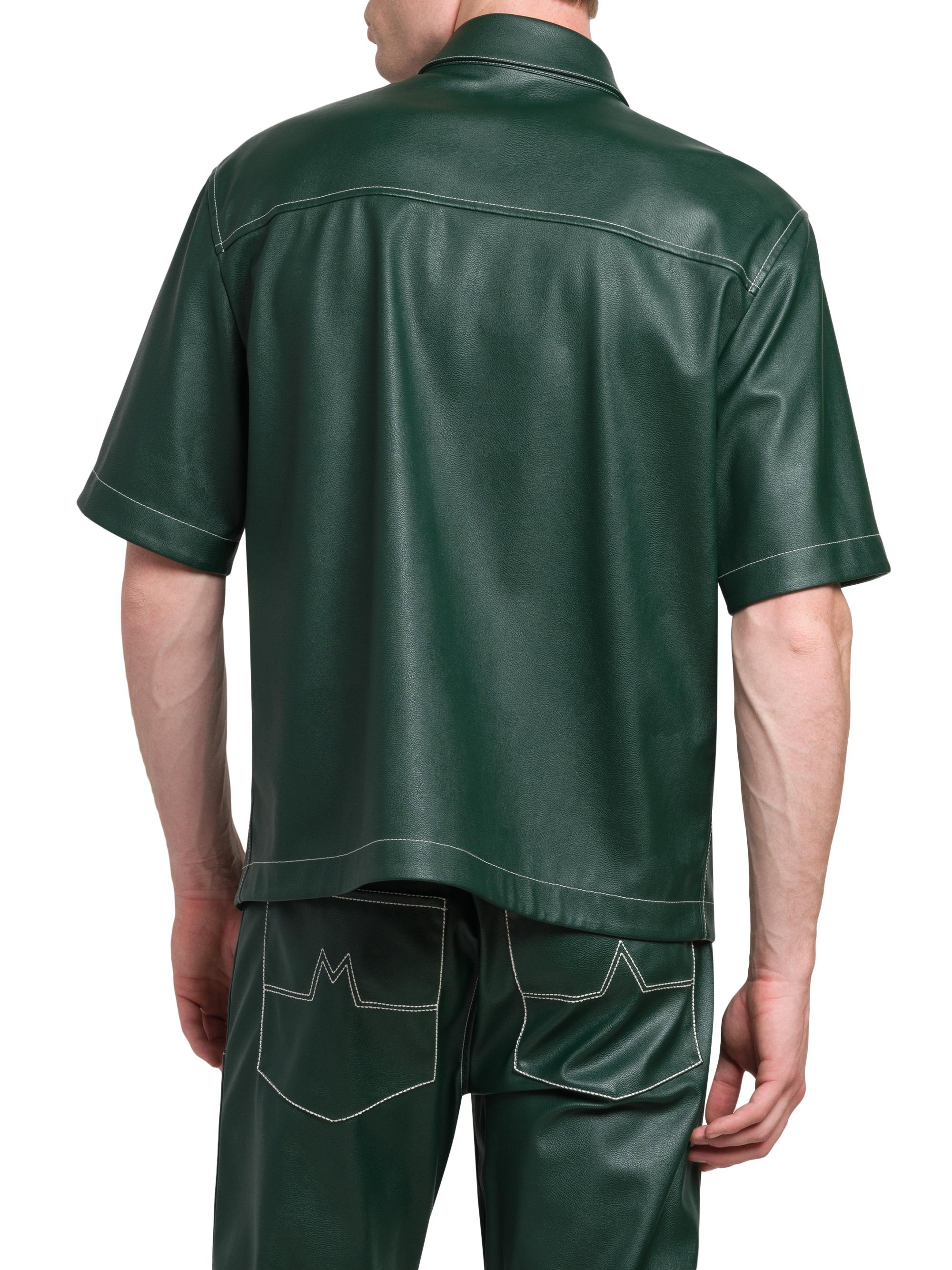 Amiri Arts District Camp Faux Leather Short-Sleeve Shirt | Saks