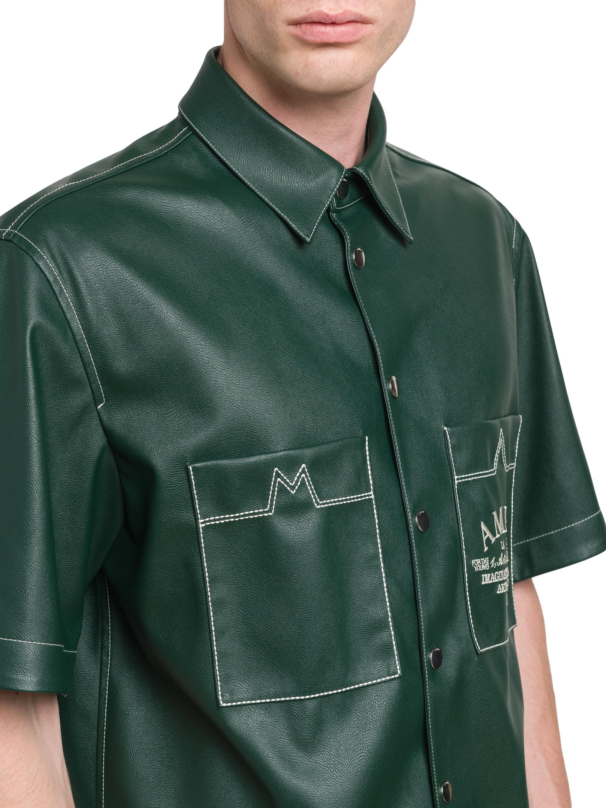 Amiri Arts District Camp Faux Leather Short-Sleeve Shirt | Saks