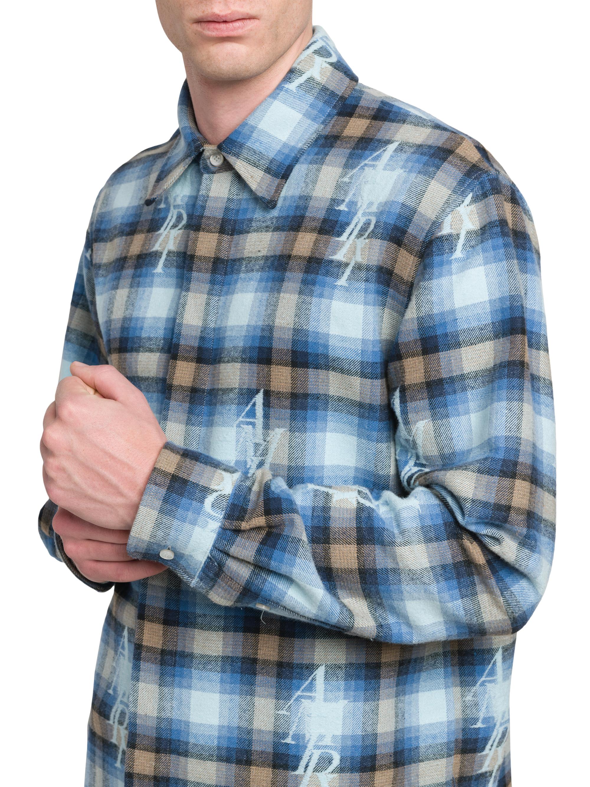Amiri Plaid Logo Flannel Button-Front Shirt | Saks Fifth Avenue