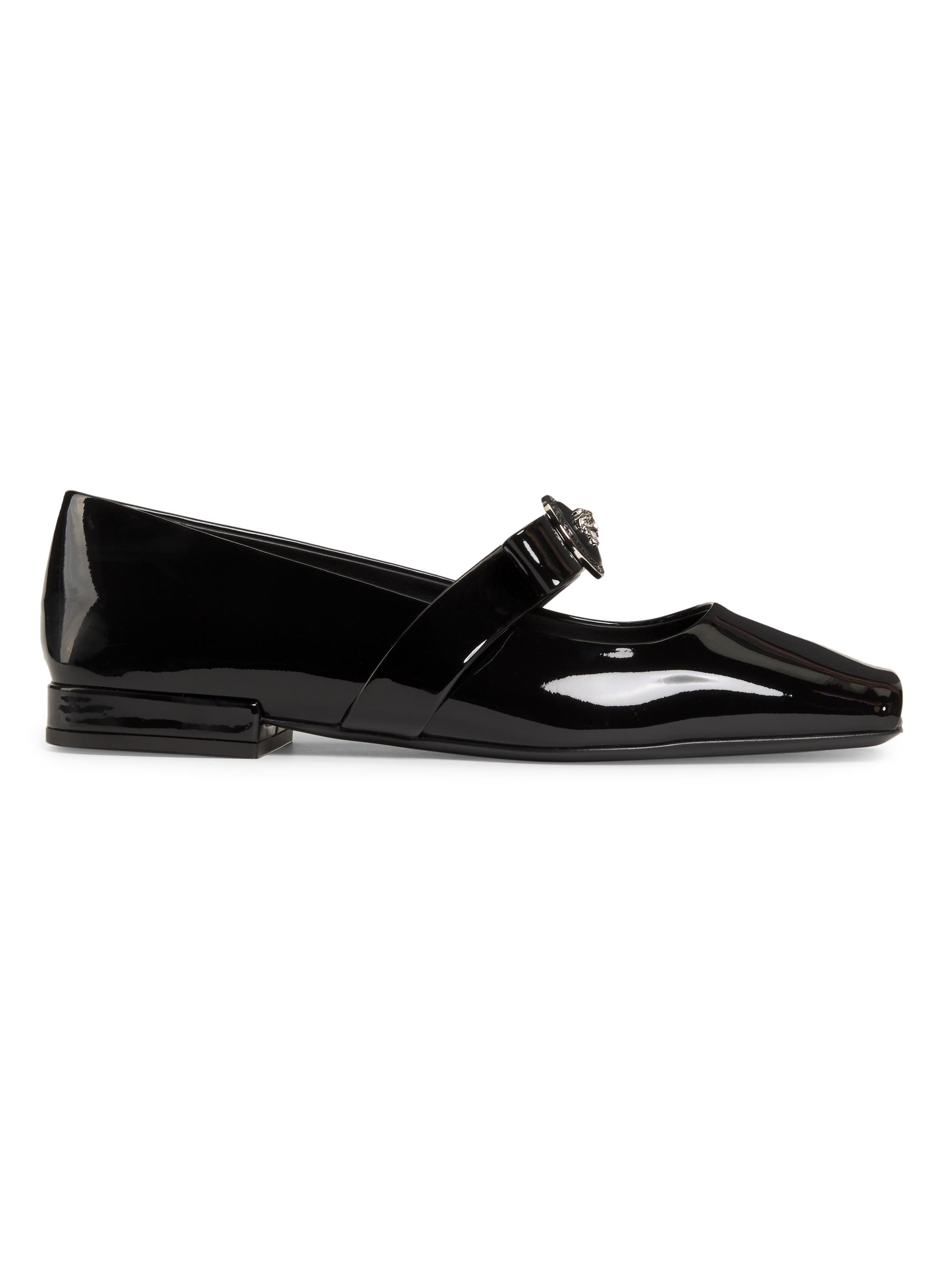 Versace Women's Gianni Ribbon Patent Leather Mary Janes - Black Palladium