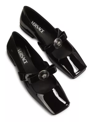 Versace Gianni Ribbon ballerina shoes - White