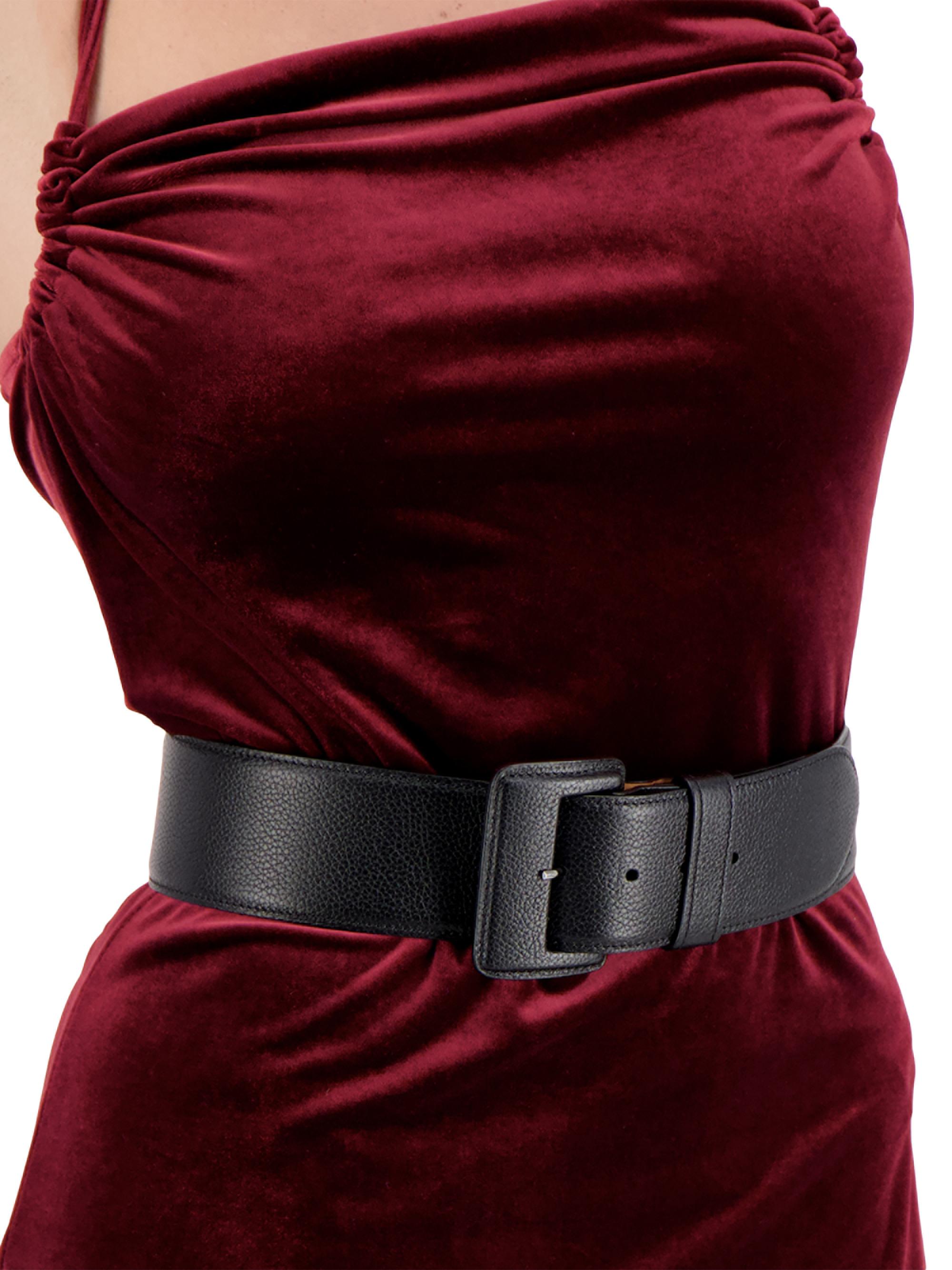 La Merveilleuse Calf Leather Belt in Burgundy