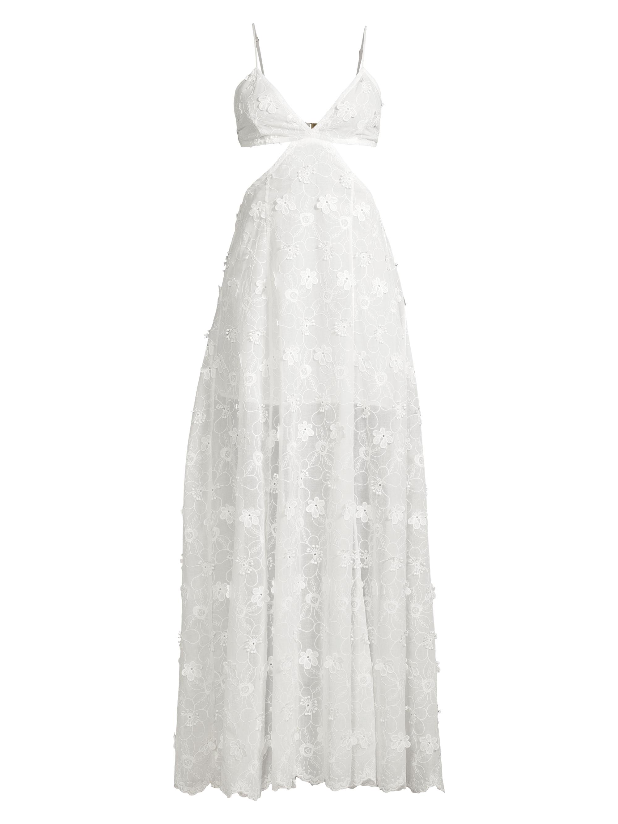 Milly Women's Vivianne Floral Cut-Out Maxi Dress - White