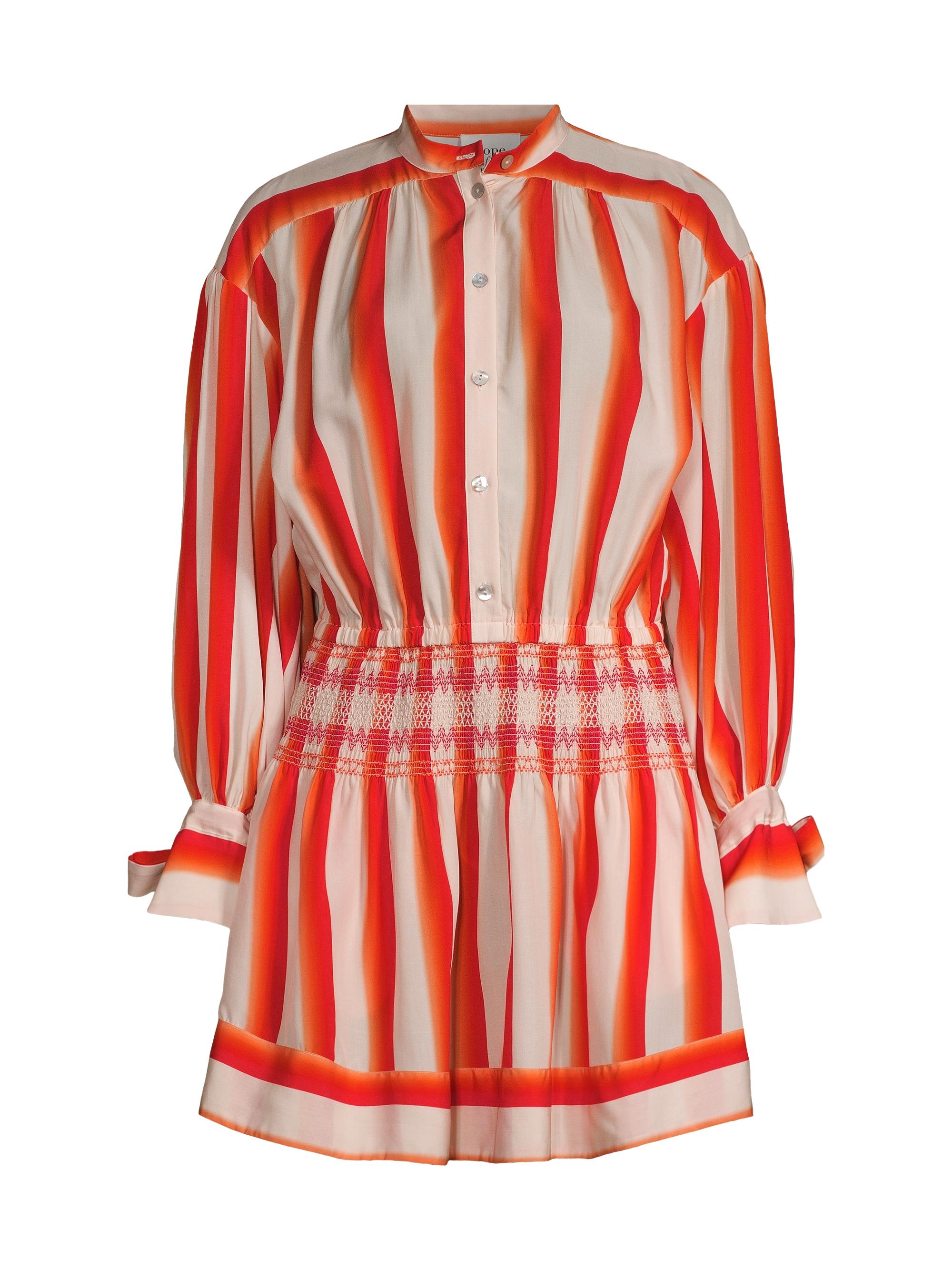 Hope for Flowers Women's Striped Mini Shirtdress - Persimmon Ombre Stripe