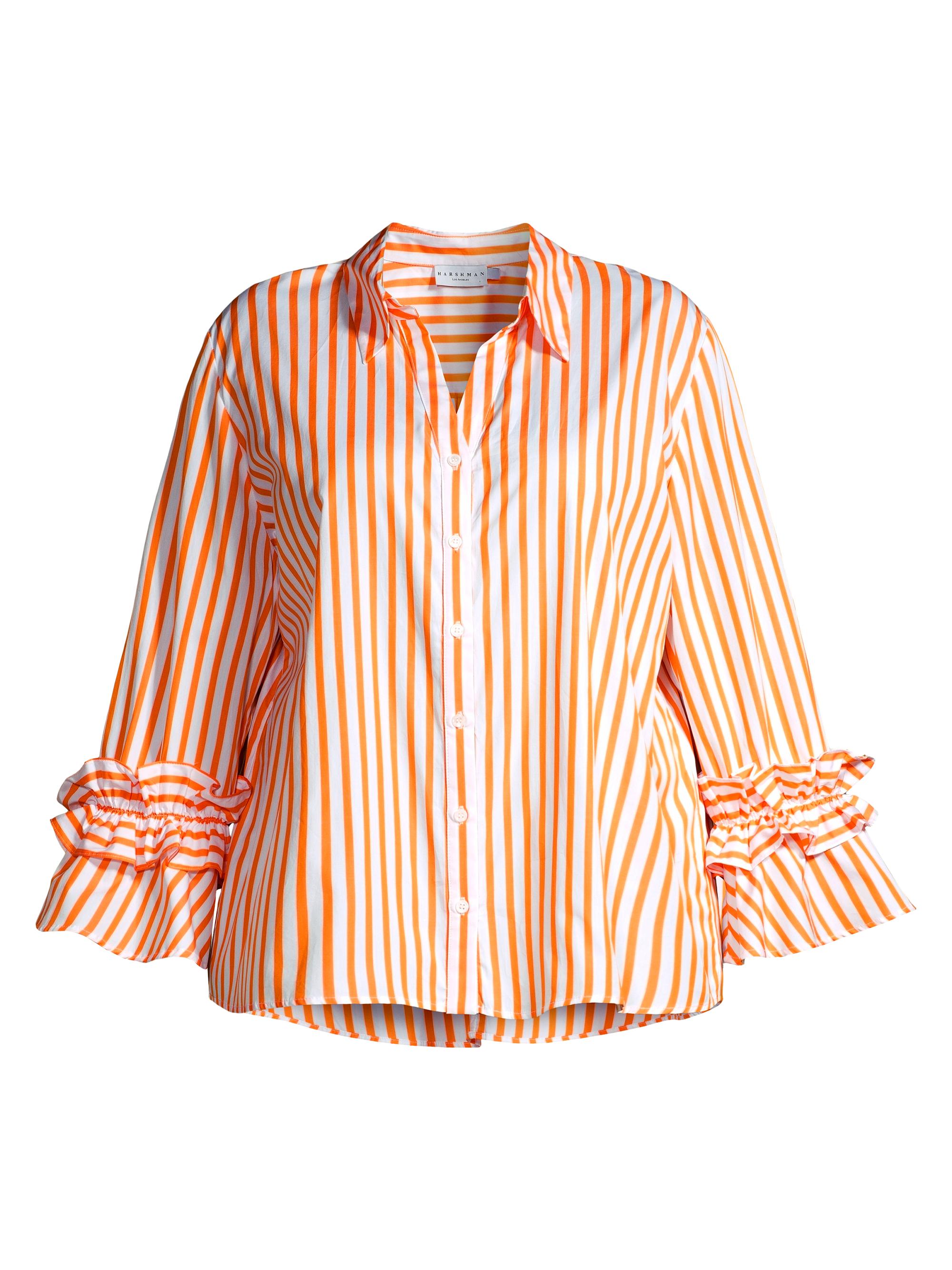 Harshman Women's Plus Selina Cotton Stripe Shirt - Marigold Stripes