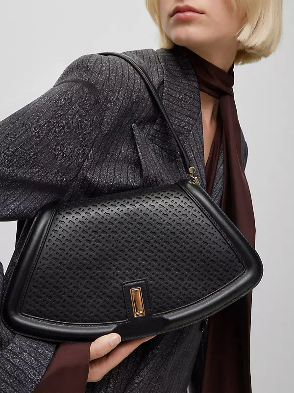 Shop BOSS Leather Shoulder Bag With Monogram Pattern | Saks Fifth 