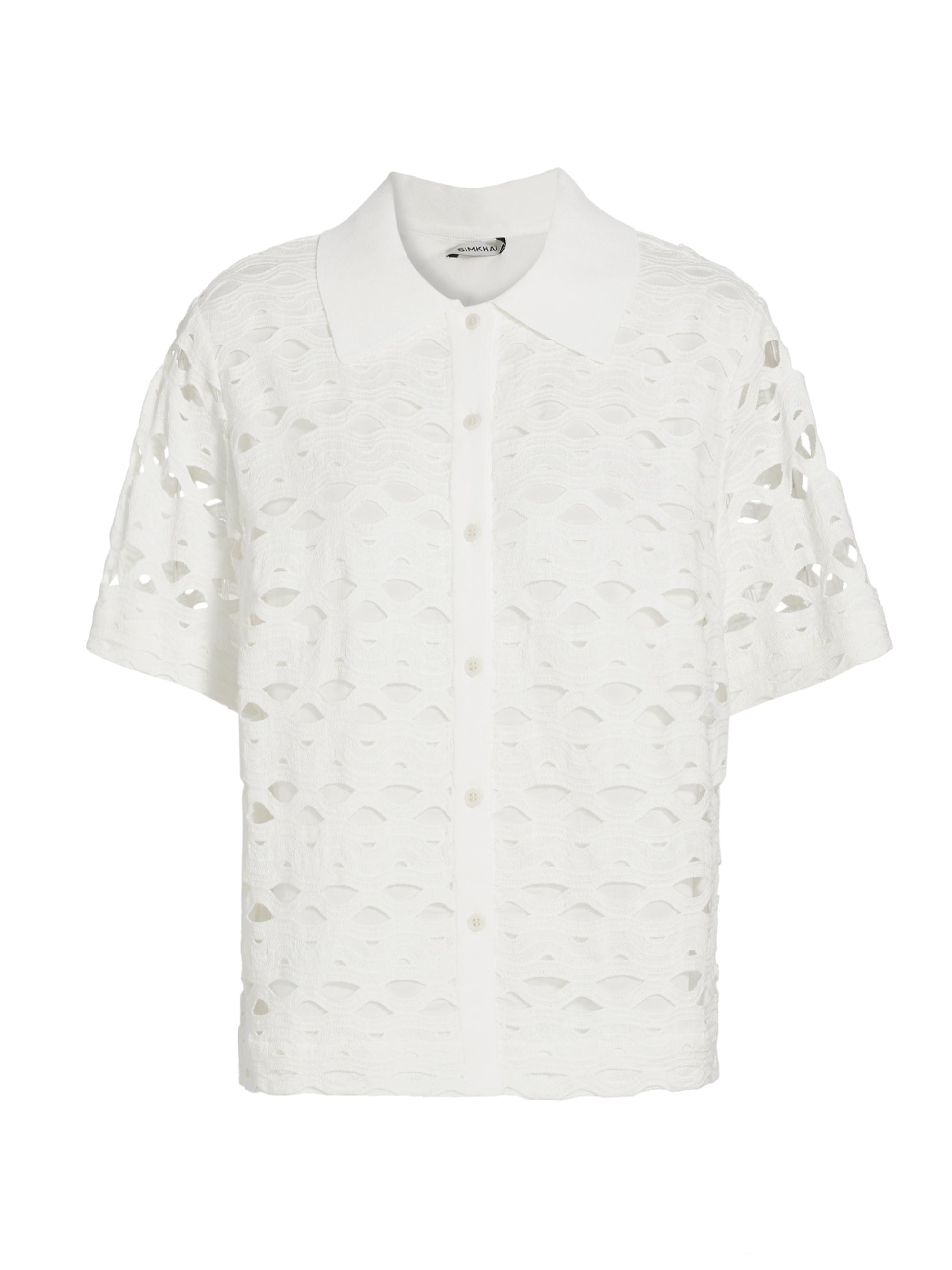 SIMKHAI Women's Brittney Eyelet Shirt - White