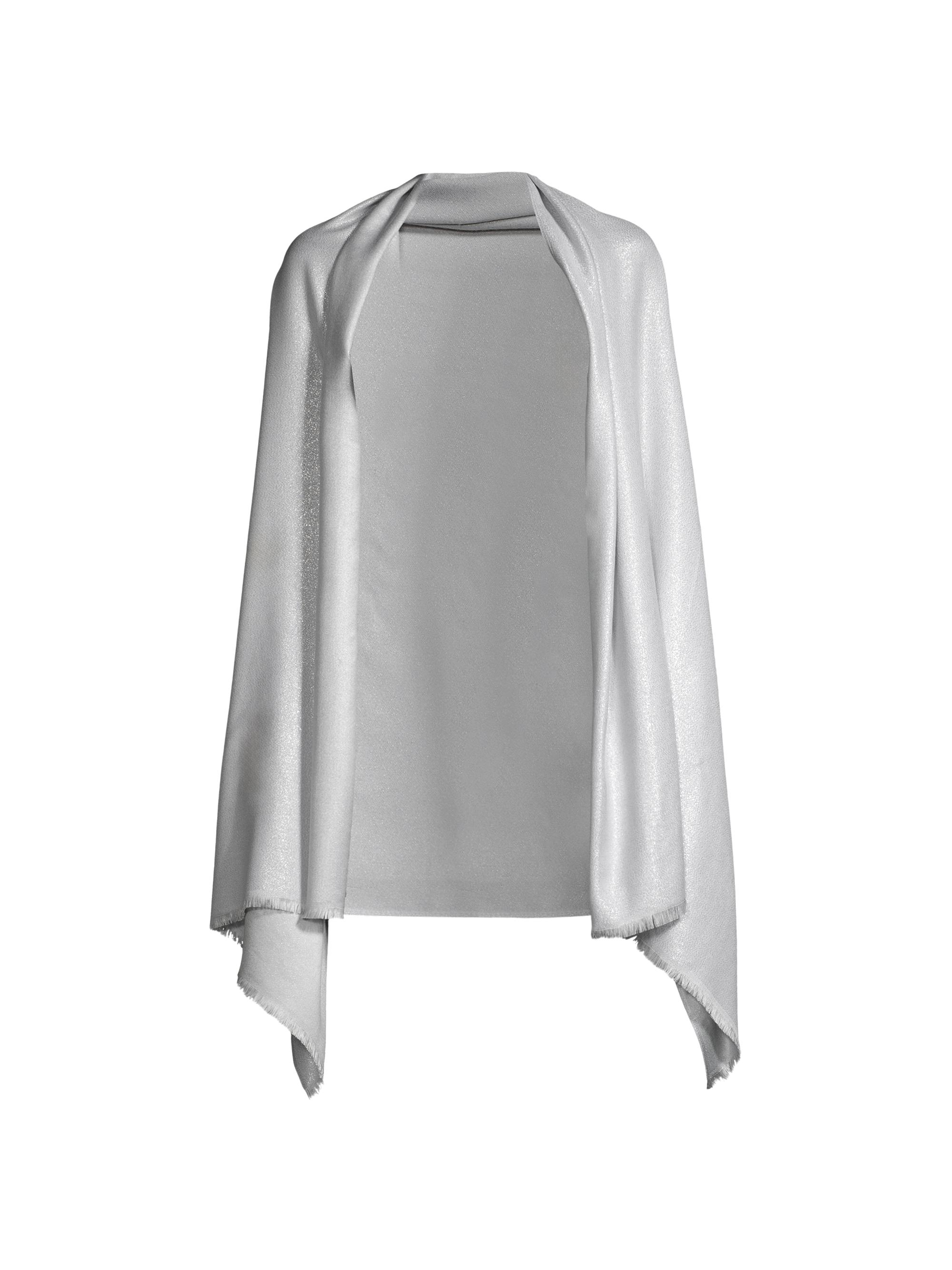 Carolyn Rowan Collection Women's Frayed Metallic Shawl - Silver