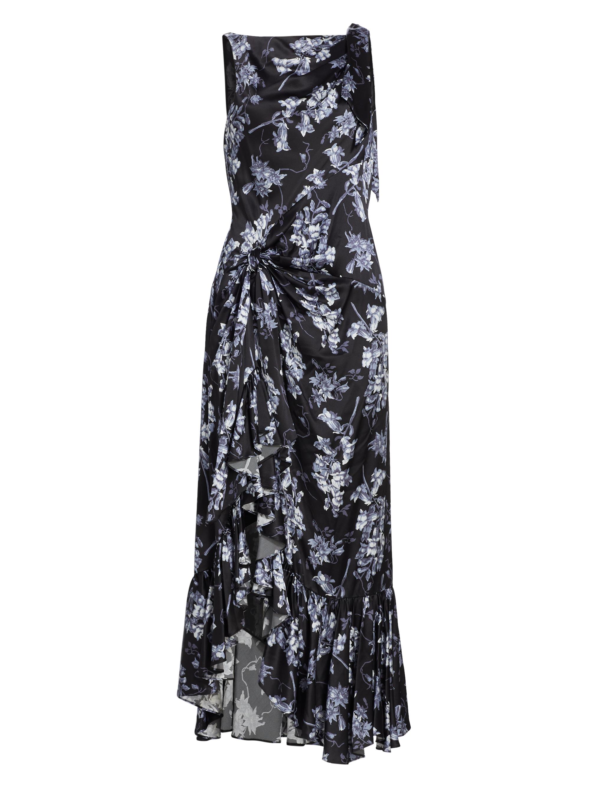 CINQ A SEPT Women's Anwen Floral Silk Midi-Dress - Black Multi