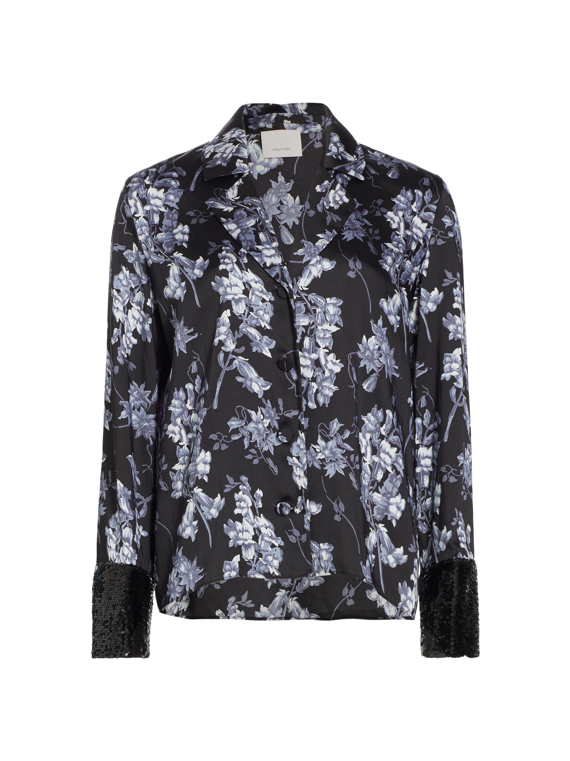 CINQ A SEPT Women's Coastal Floral Phoebe Top - Black Multi