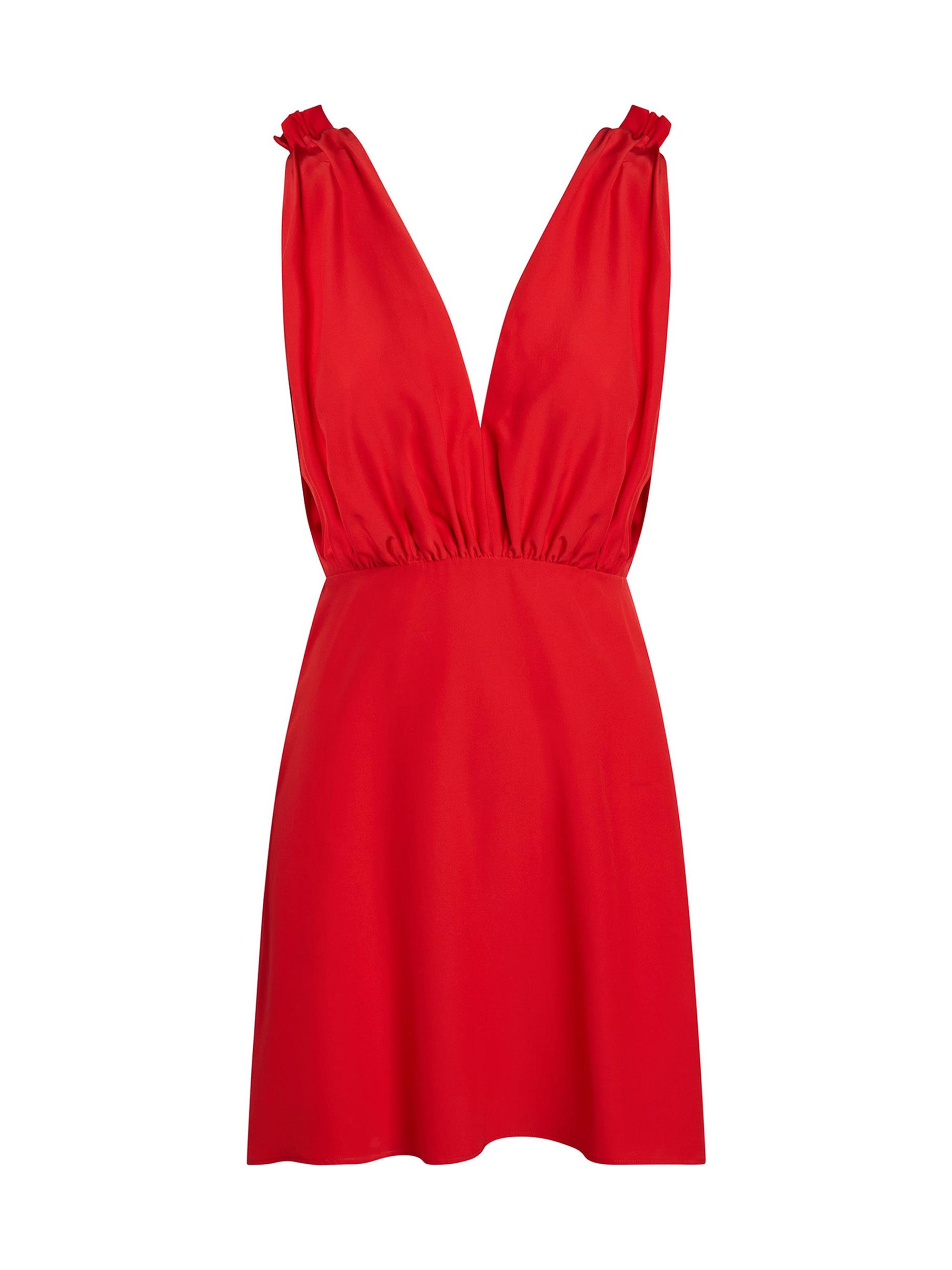 Careste Women's Plunging V Neck Mini Dress - Goji Berry