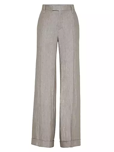 Sparkling Linen Twill Loose Trousers
