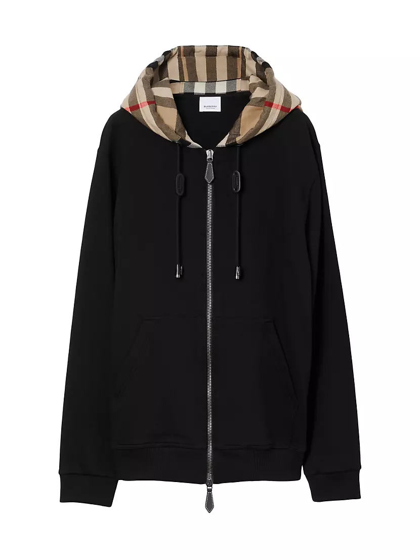 Samuel Cotton Check-Trimmed Hoodie