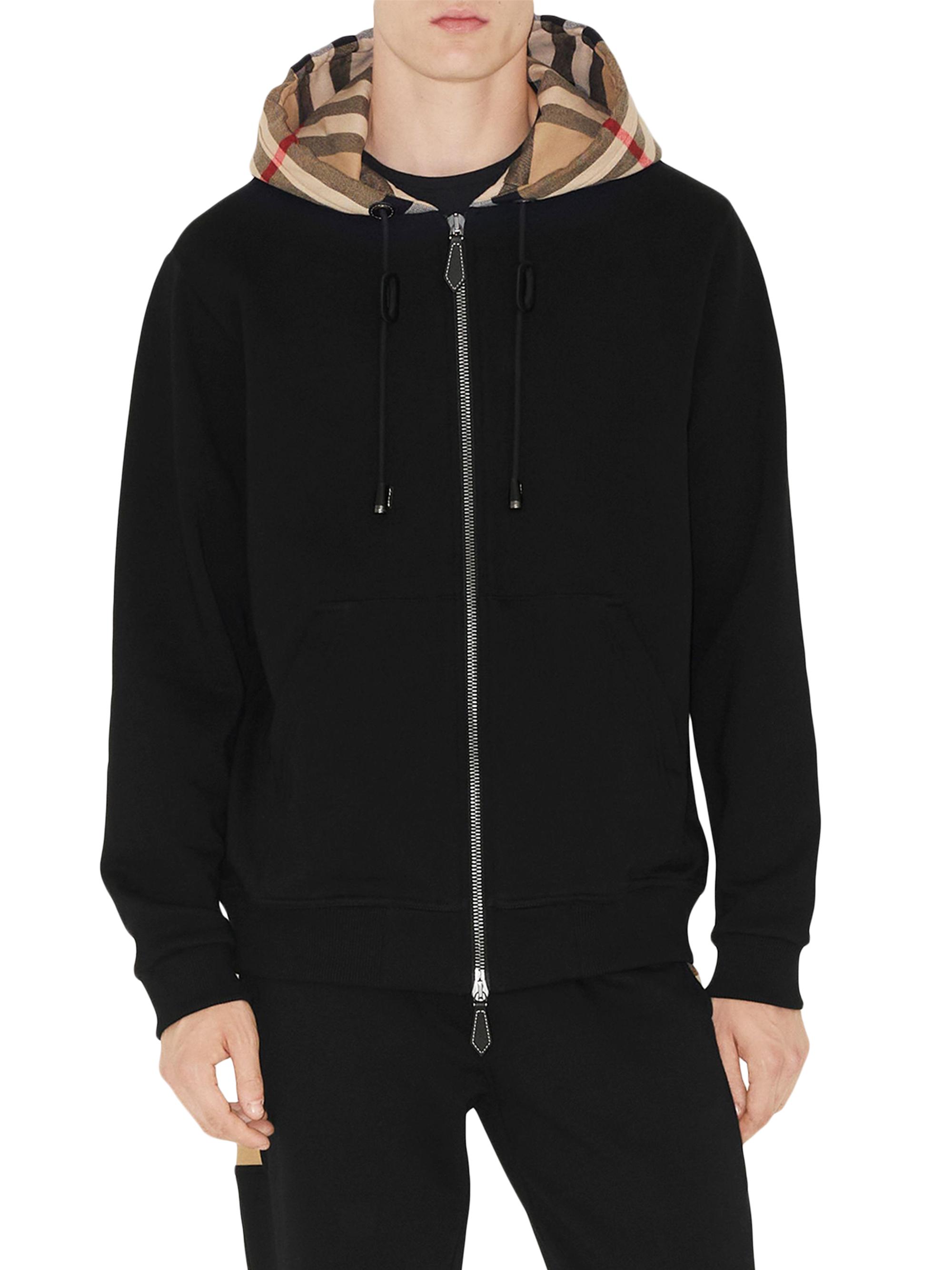 Burberry Samuel Cotton Check-Trimmed Hoodie | Saks Fifth Avenue