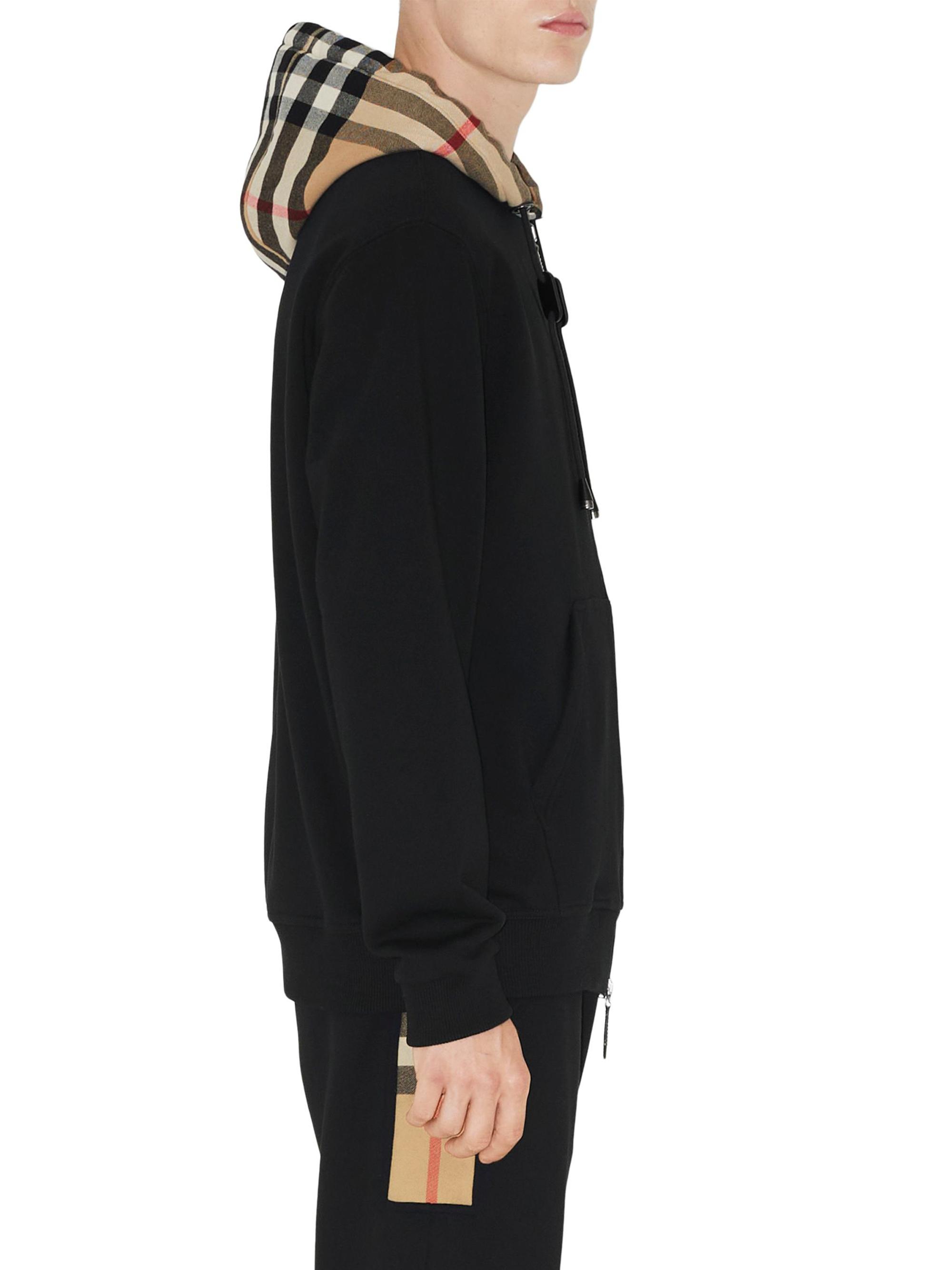 Burberry Samuel Cotton Check-Trimmed Hoodie | Saks Fifth Avenue