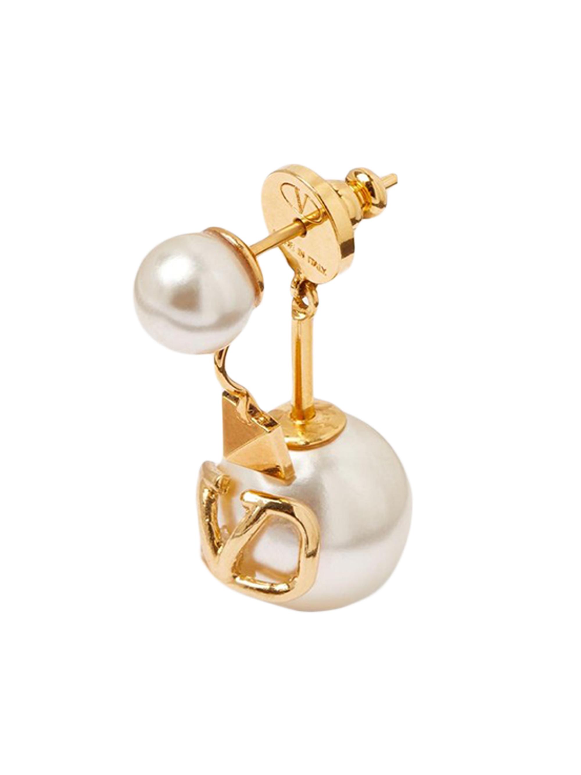Valentino Garavani Women's VLogo Signature Single Metal Earring With Swarovski Pearls - Gold