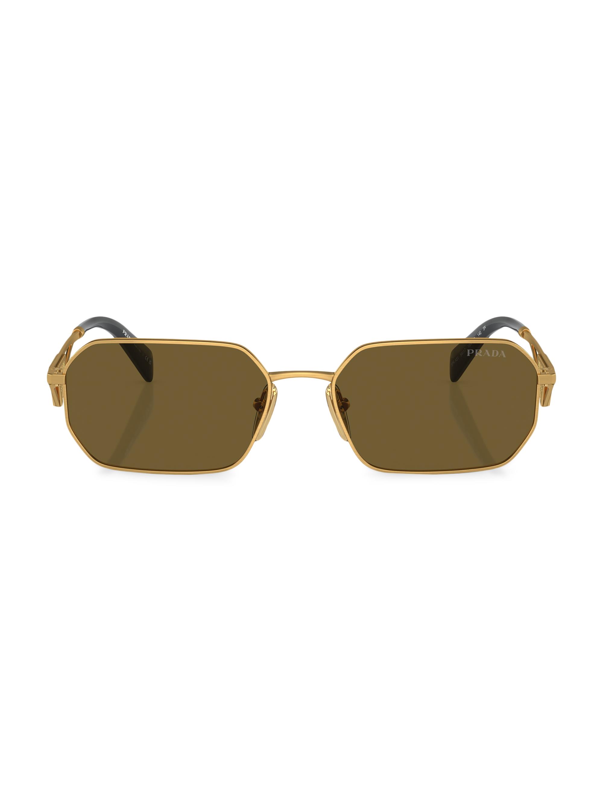 Prada Men's 58MM Geometric Sunglasses - Matte Gold Brown