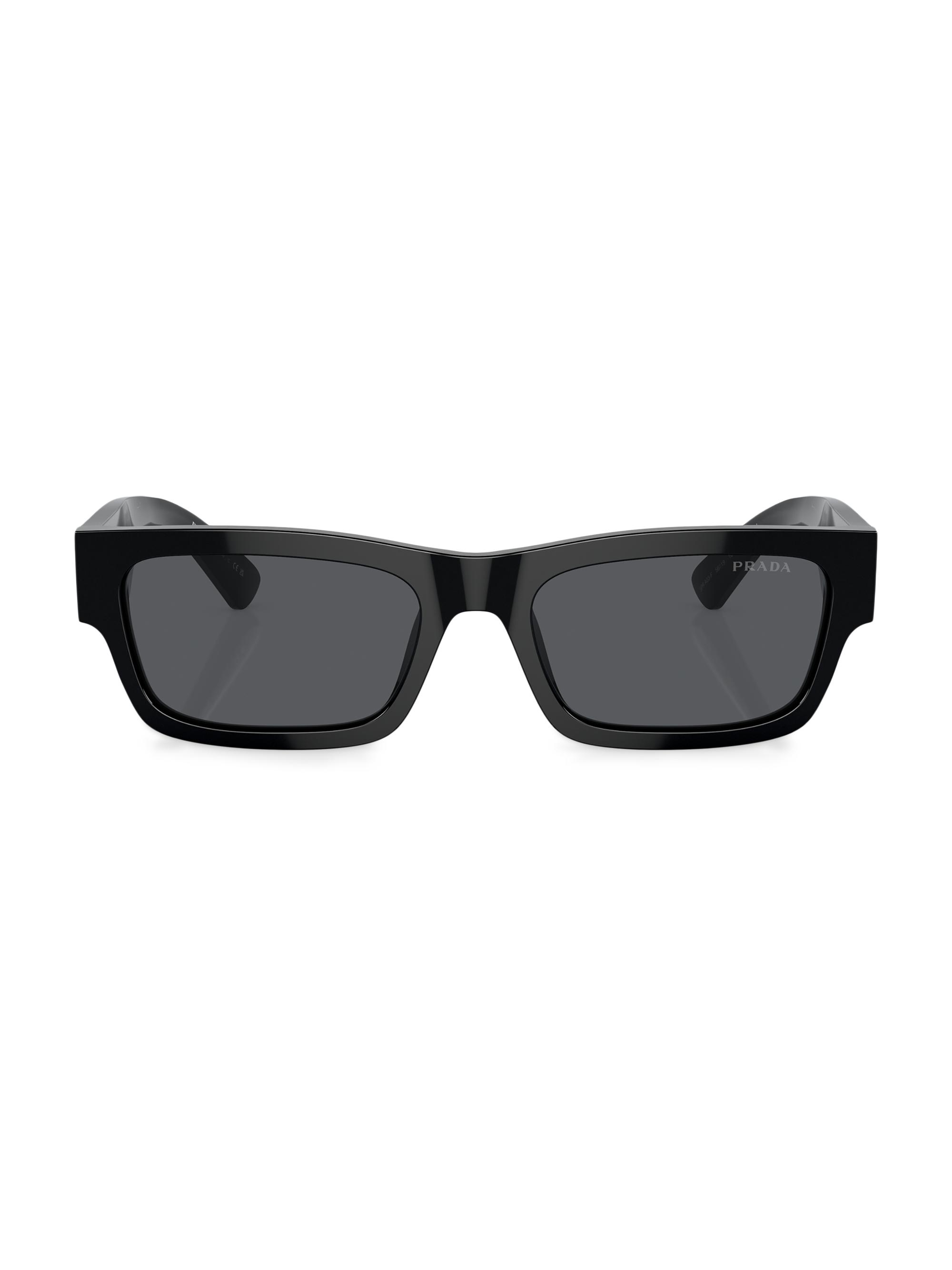 Prada Men's 58MM Rectangular Sunglasses - Black Dark Grey