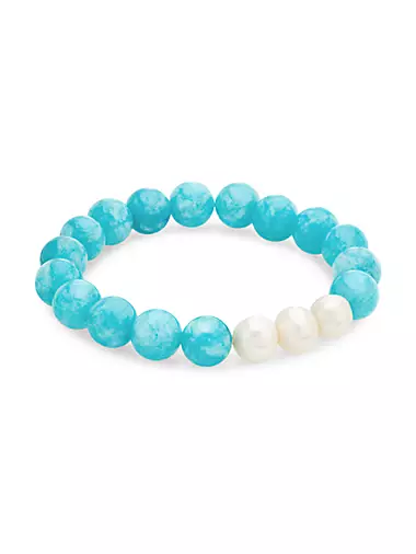 Gems Baroque Pearl & Turquoise Beaded Stretch Bracelet