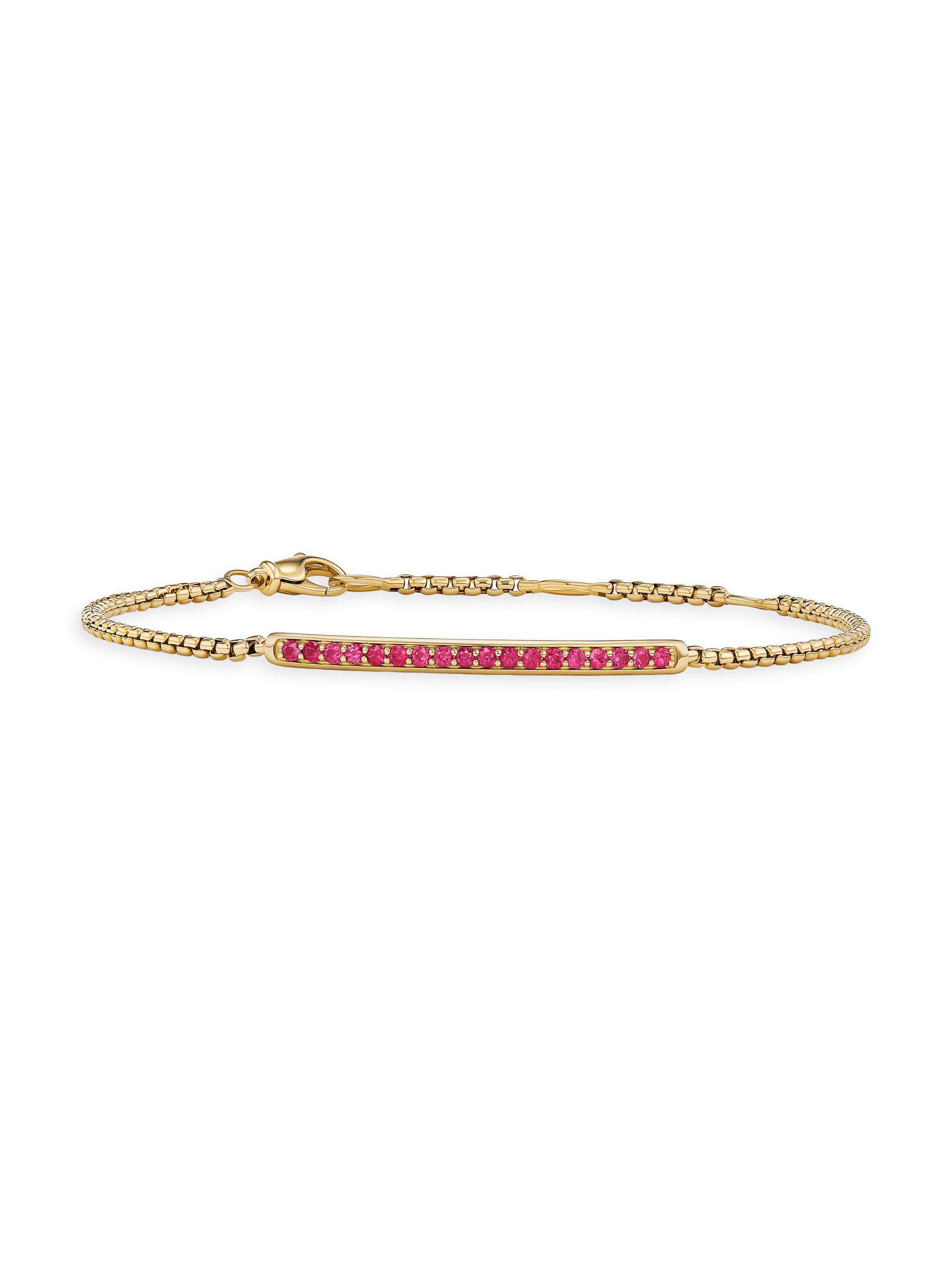 David Yurman Women's Petite Pavé Bar Bracelet in 18K Yellow Gold - Ruby