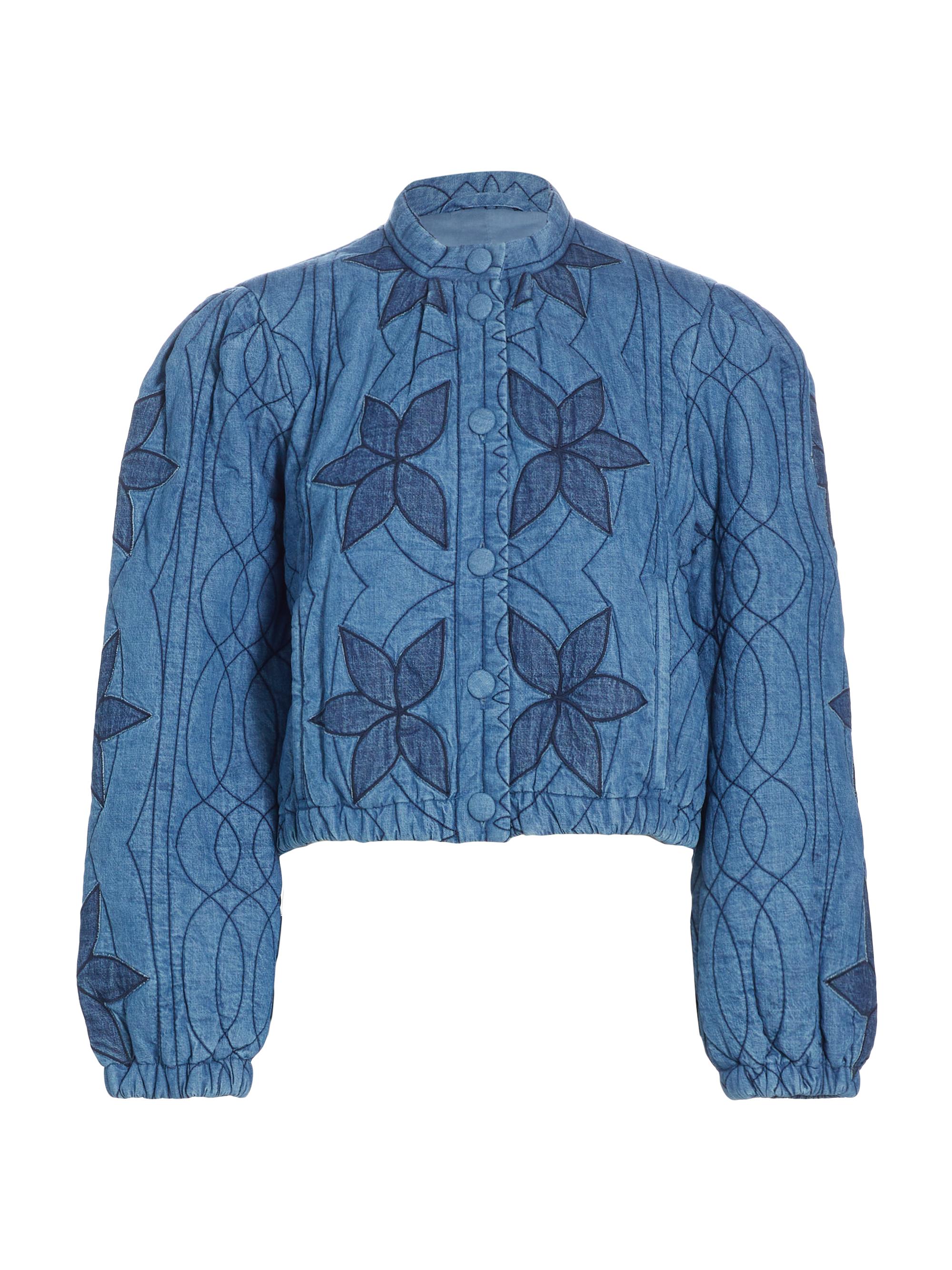 Free People Women's Quinn Cropped Quilted Jacket - Indigo Combo