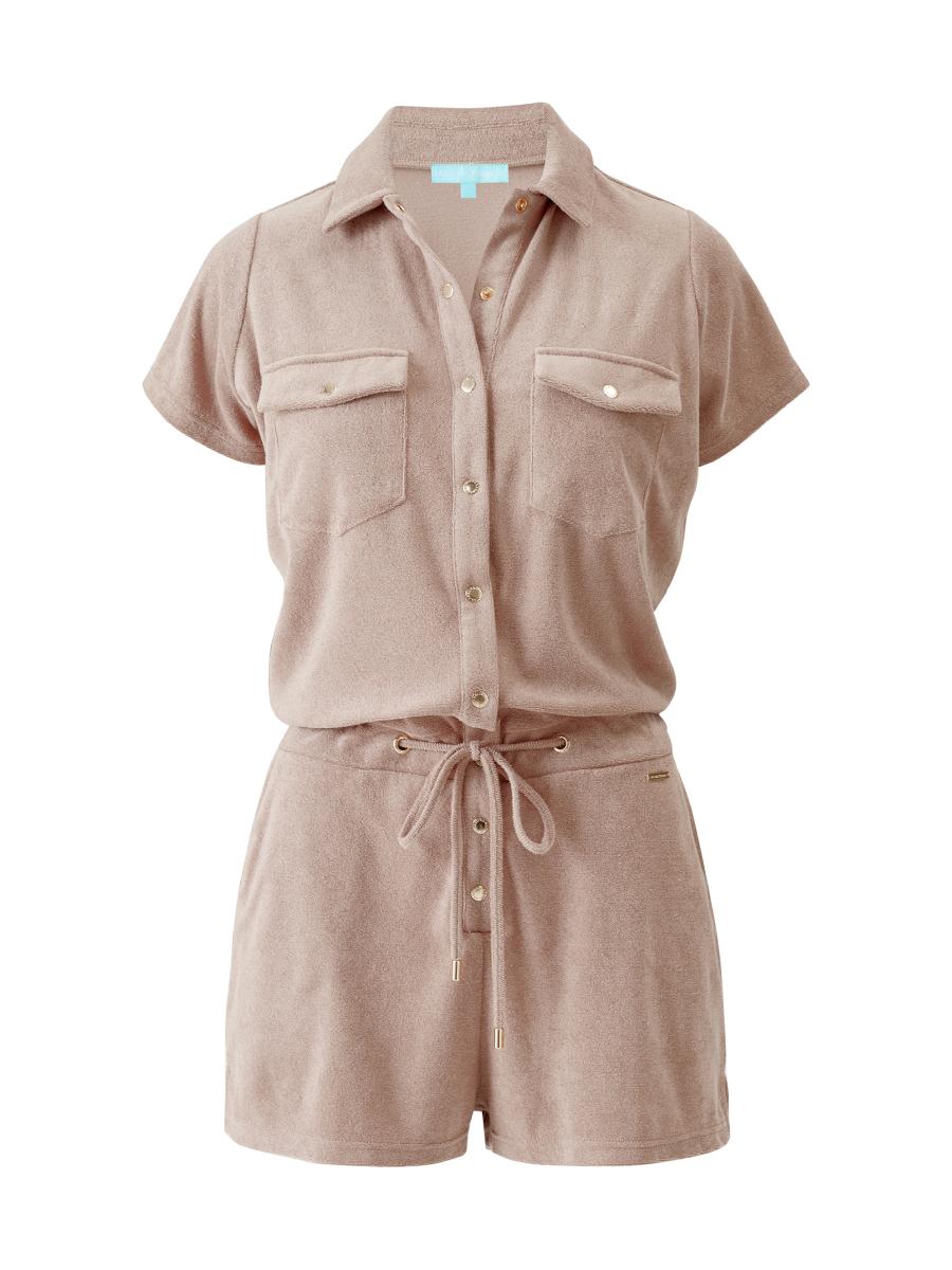 Melissa Odabash Women's Cheryl Terry Short-sleeve Romper In Brown