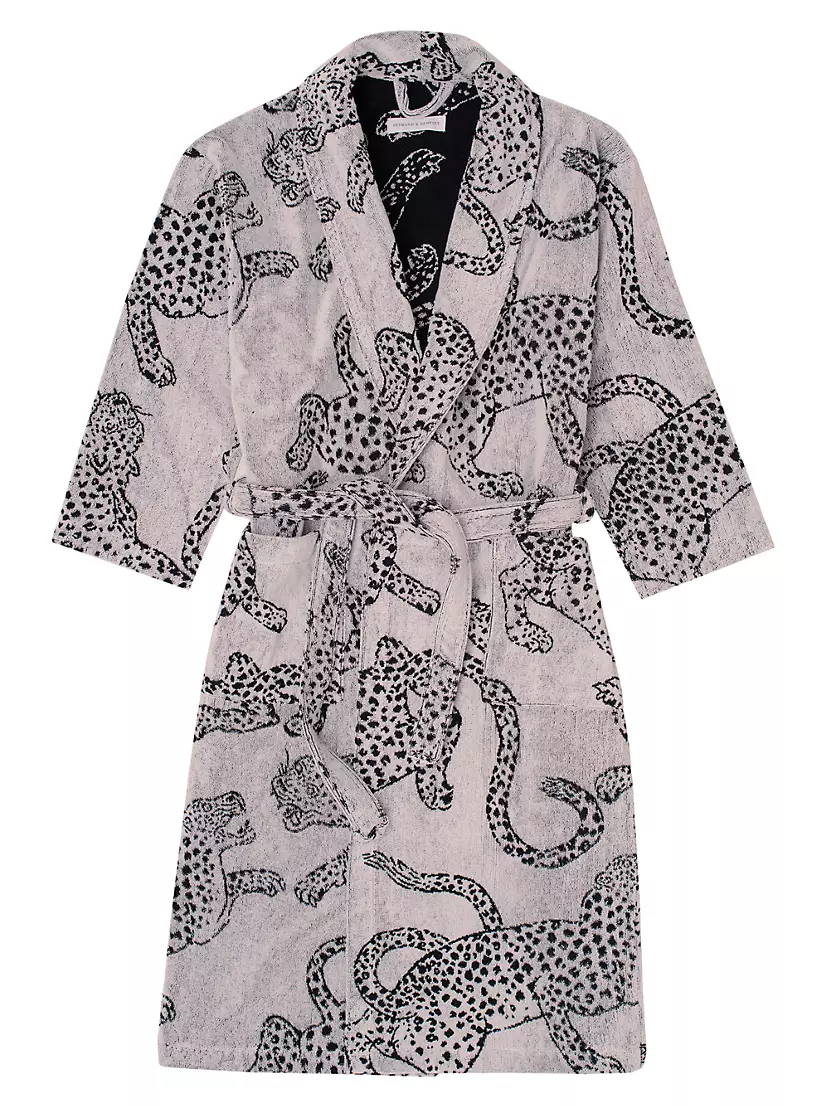 Shop Desmond & Dempsey Jaguar Print Terry Cotton Robe