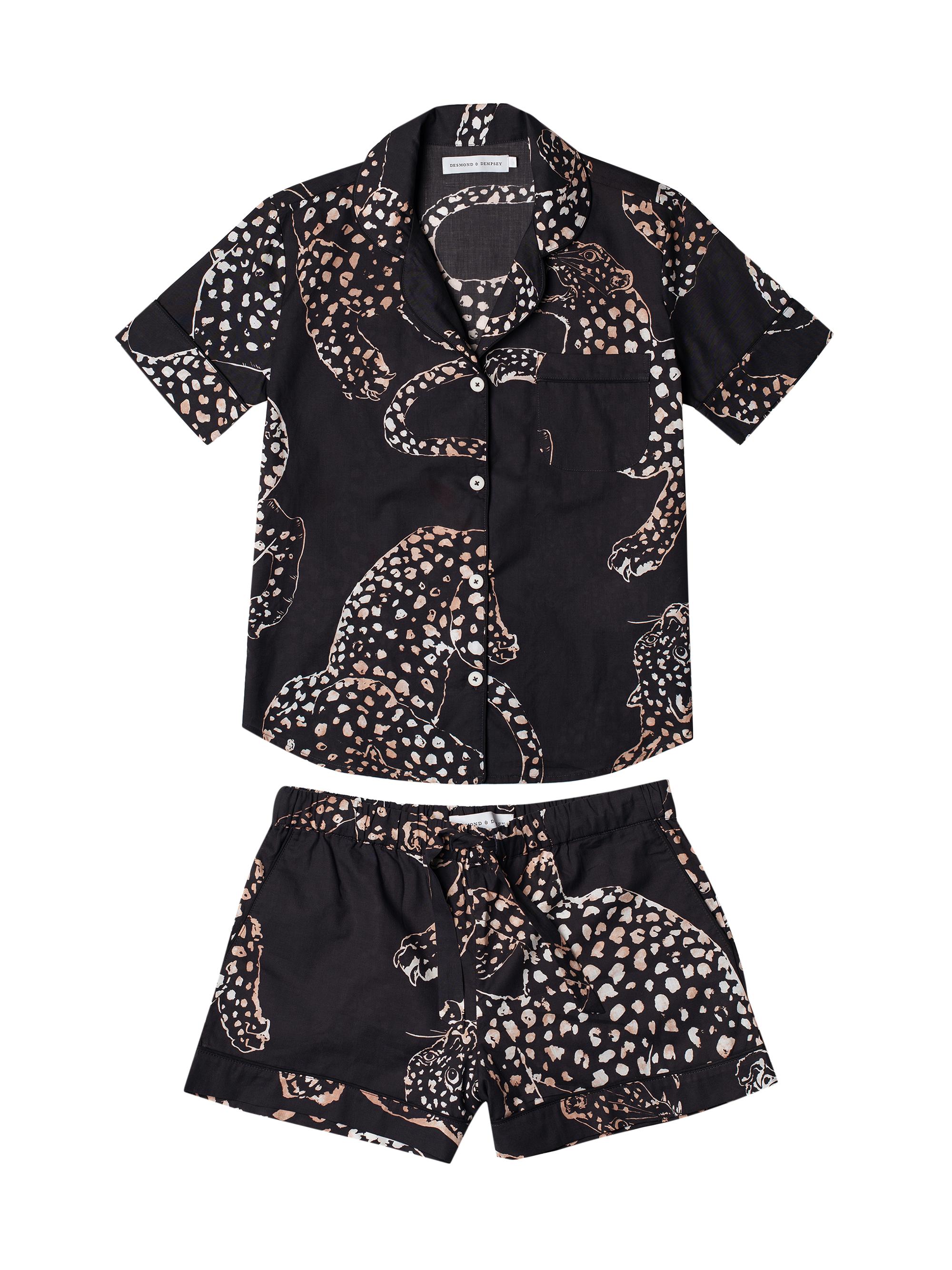 Desmond & Dempsey Women's Jaguar Print Cotton Short Pajama Set - Navy