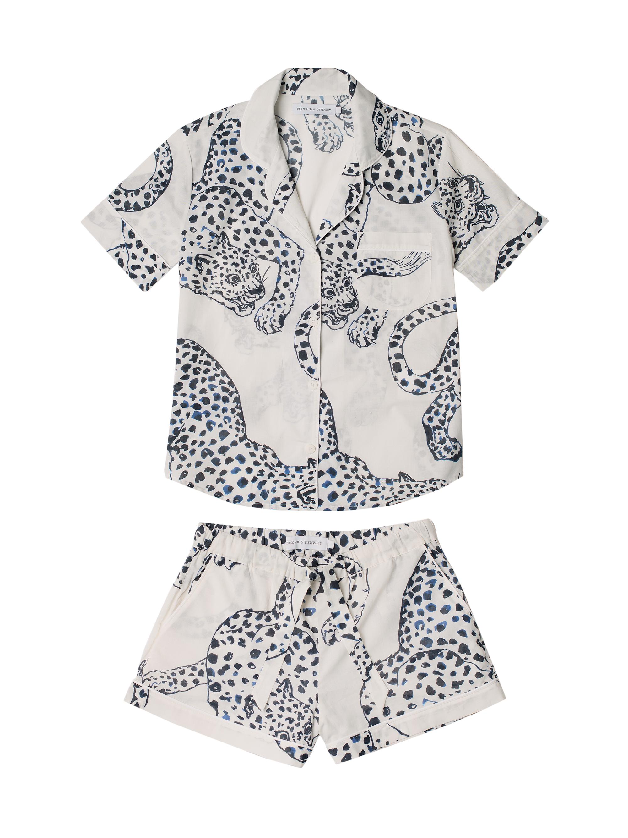 Desmond & Dempsey Women's Jaguar Print Cotton Short Pajama Set - Cream