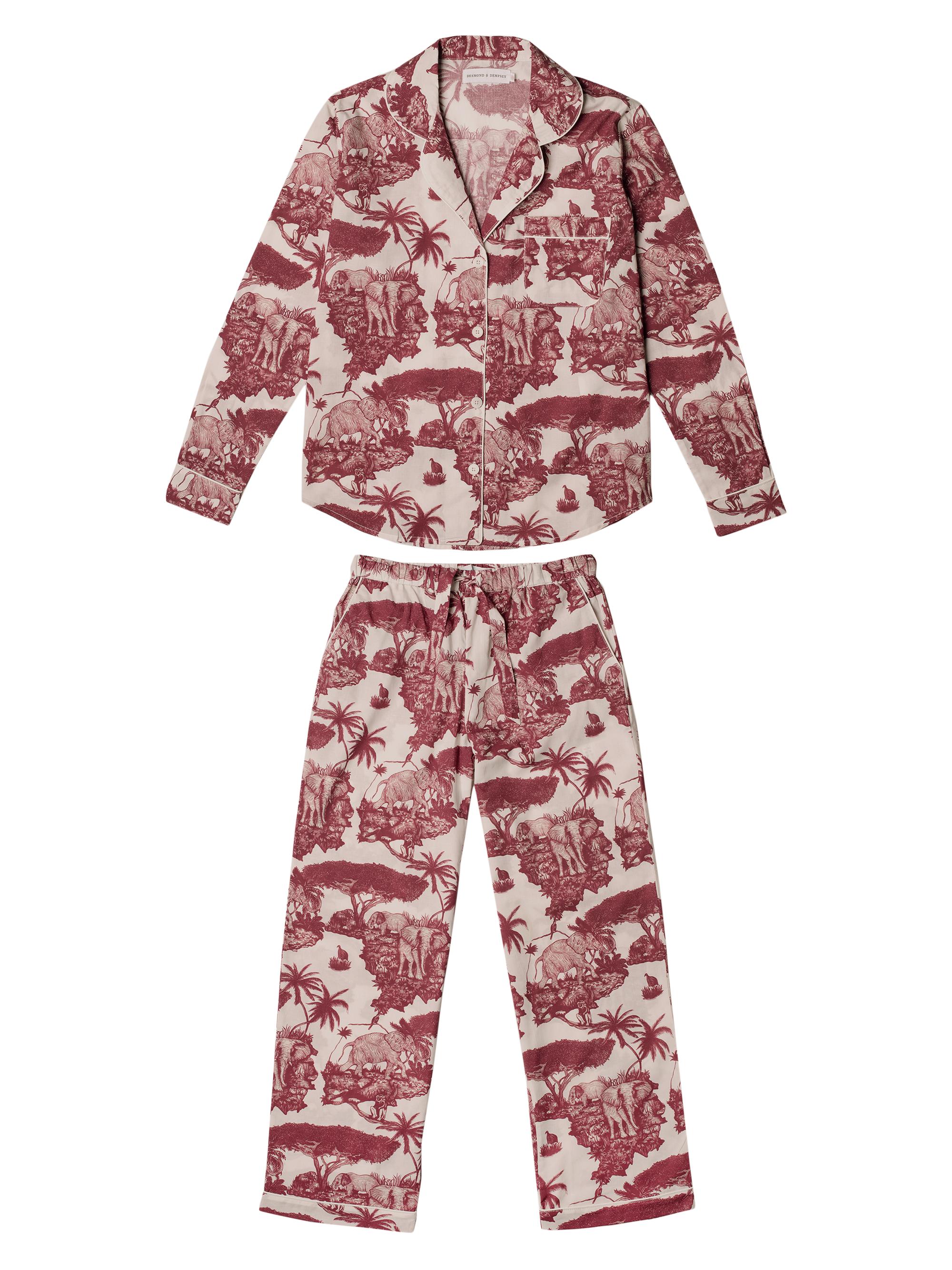 Desmond & Dempsey Women's Loxodonta Print Cotton Pajama Set - Wine