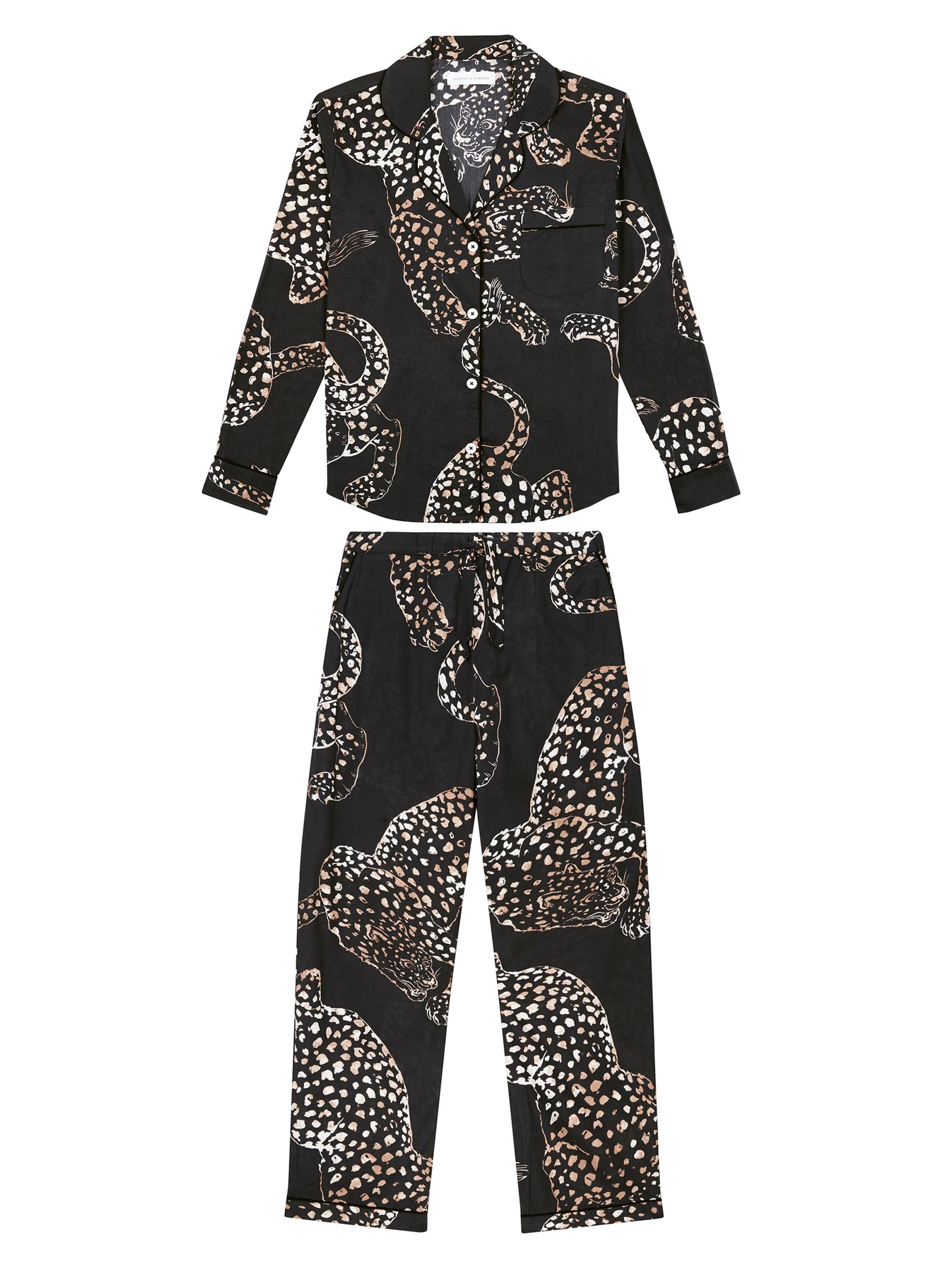 Desmond & Dempsey Women's Jaguar Print Cotton Pajama Set - Navy