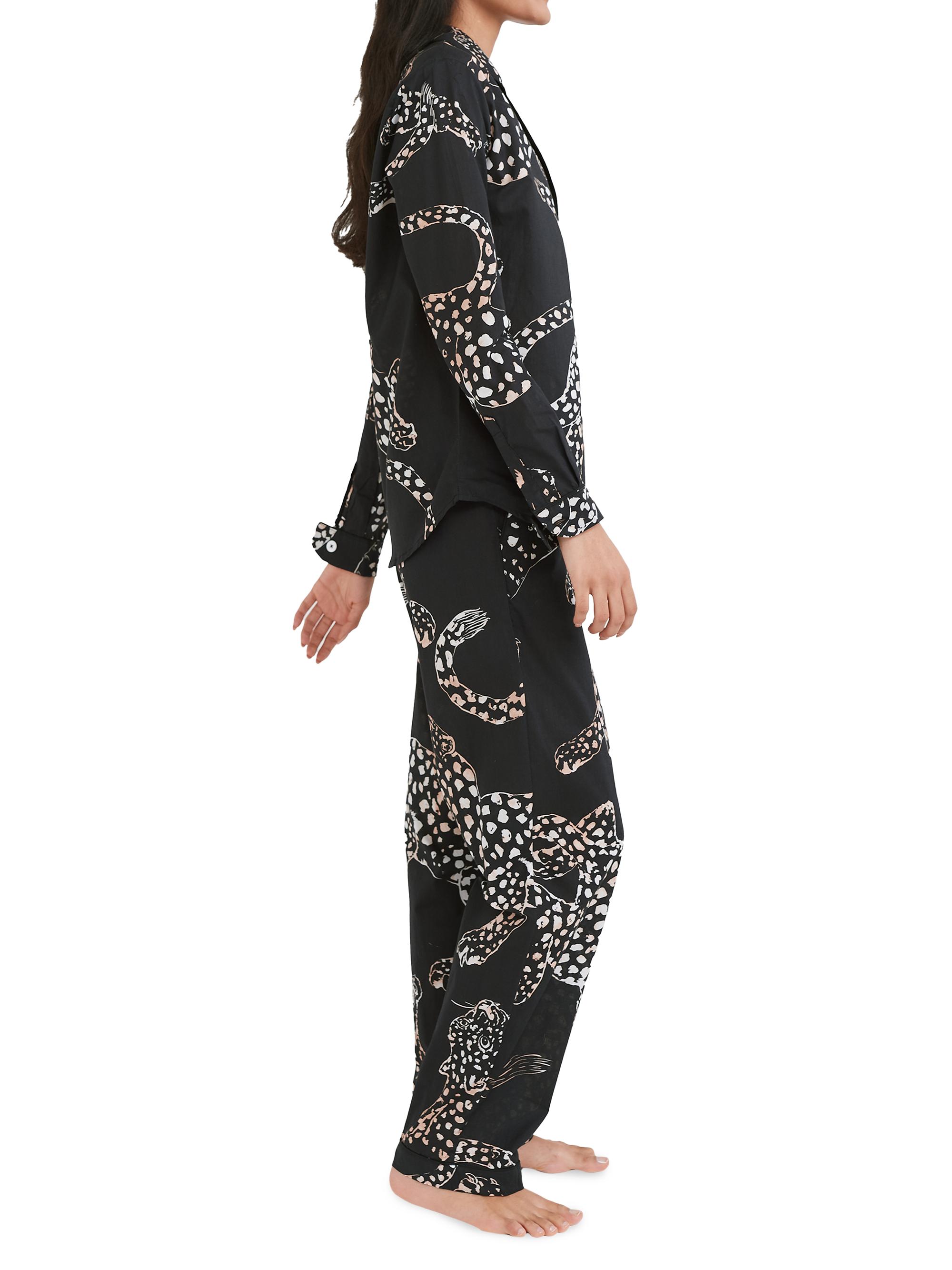 Desmond & Dempsey Jaguar Print Cotton Pajama Set | Saks Fifth Avenue