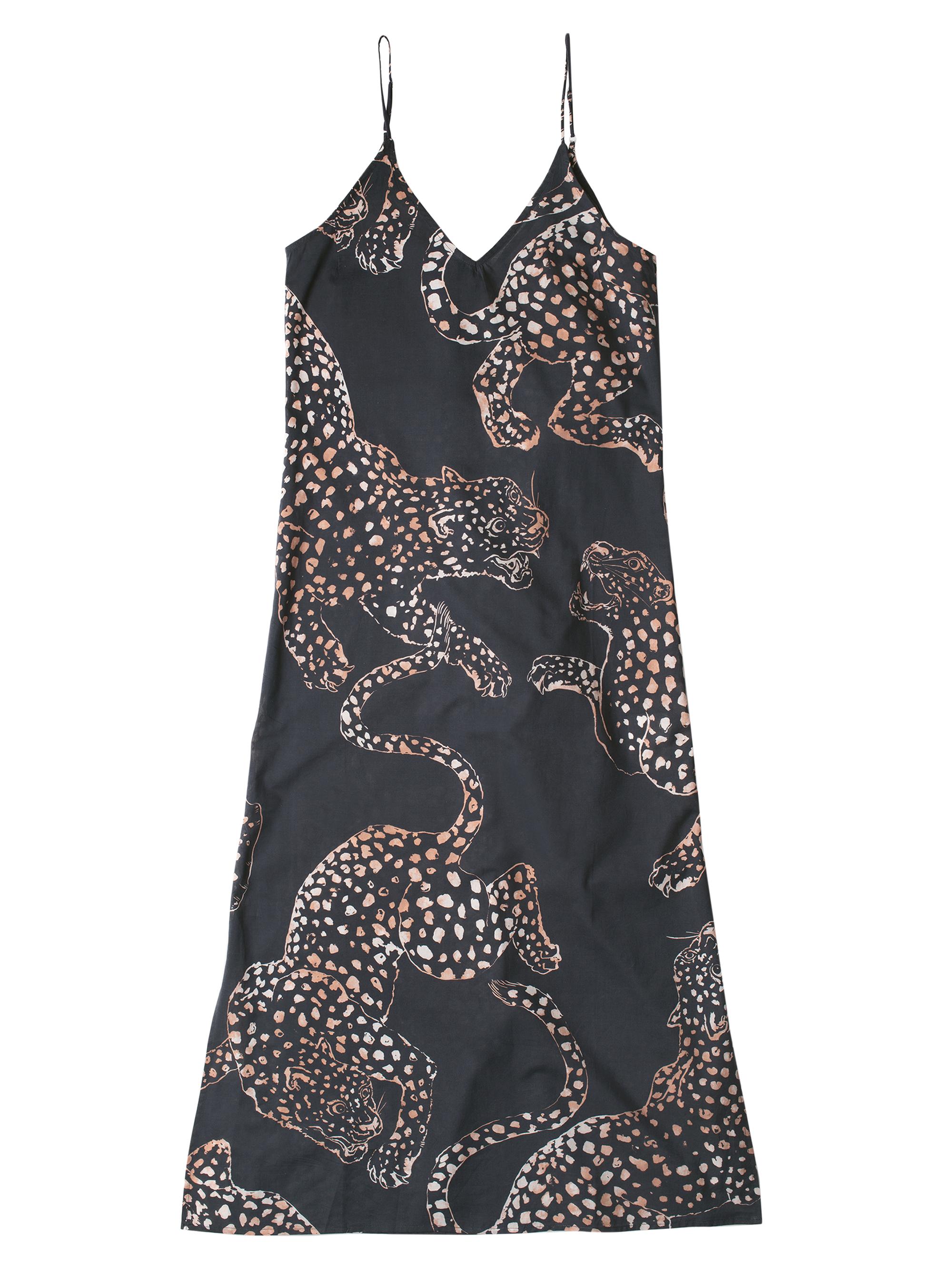 Desmond & Dempsey Women's Jag-Print Cotton Slip Nightie - Navy