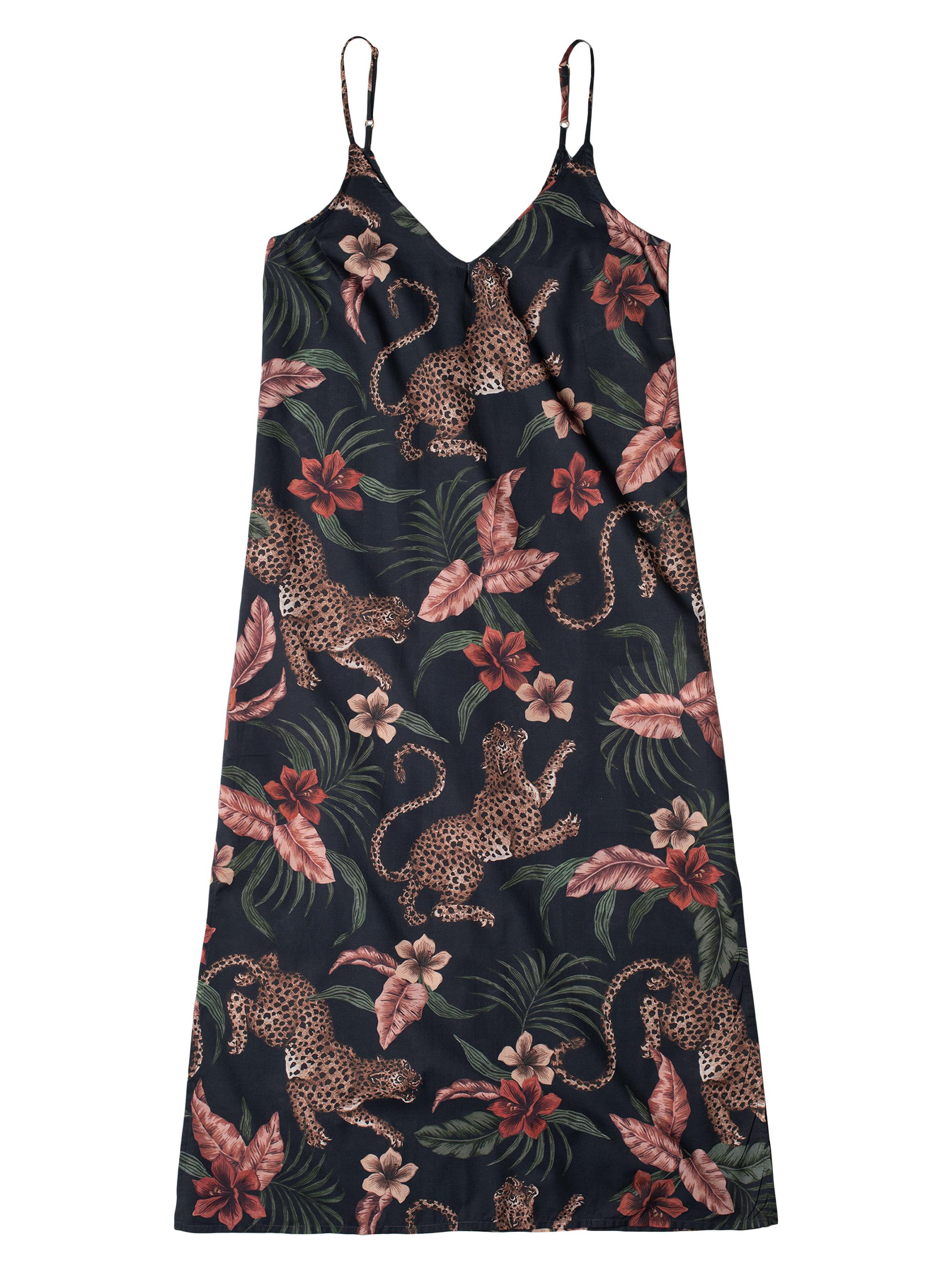 Desmond & Dempsey Women's Soleia Leopard-Print Cotton Slip Nightie - Navy