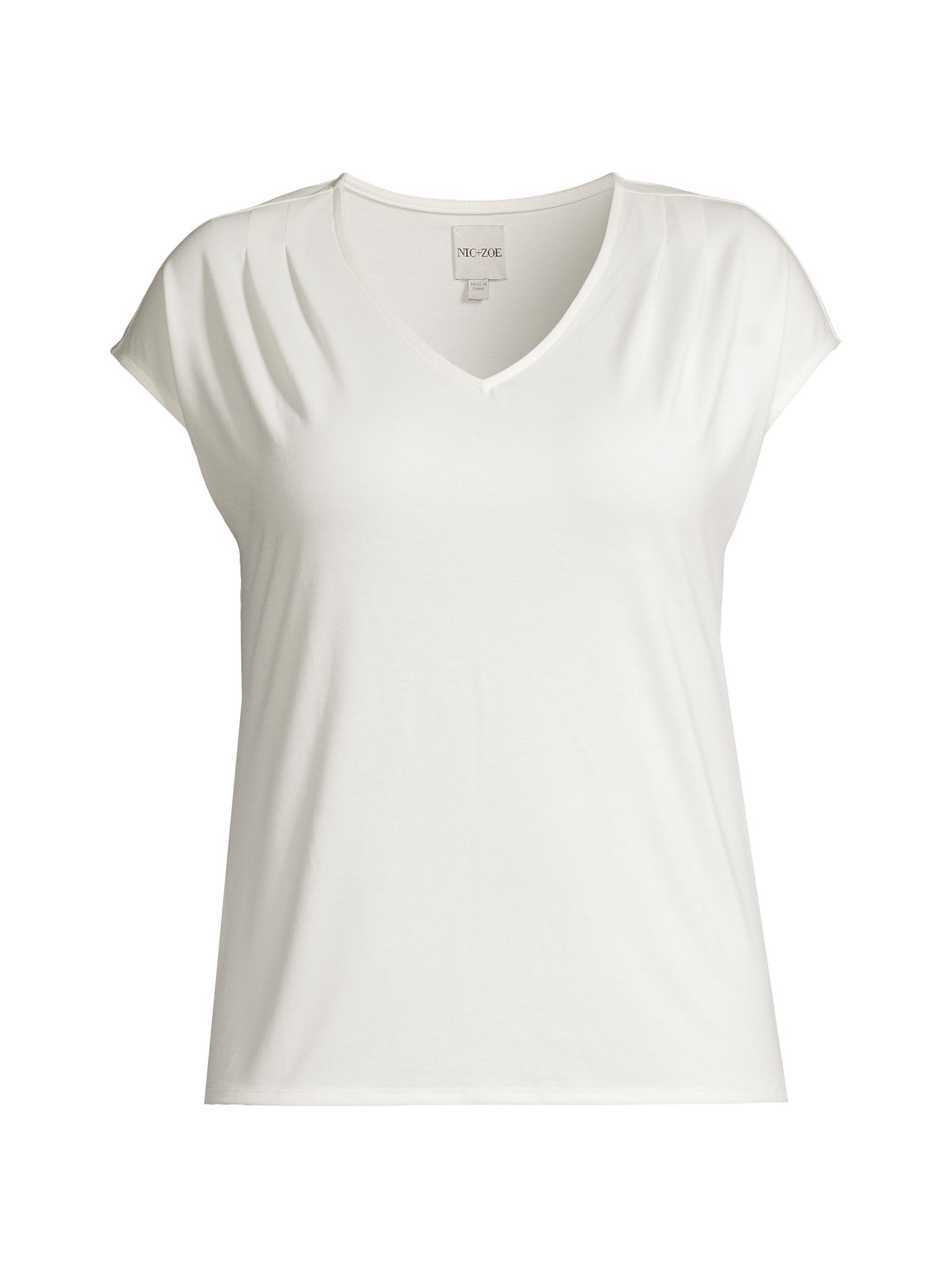 NIC+ZOE Women's V-Neck Jersey T-Shirt - Classic Cream