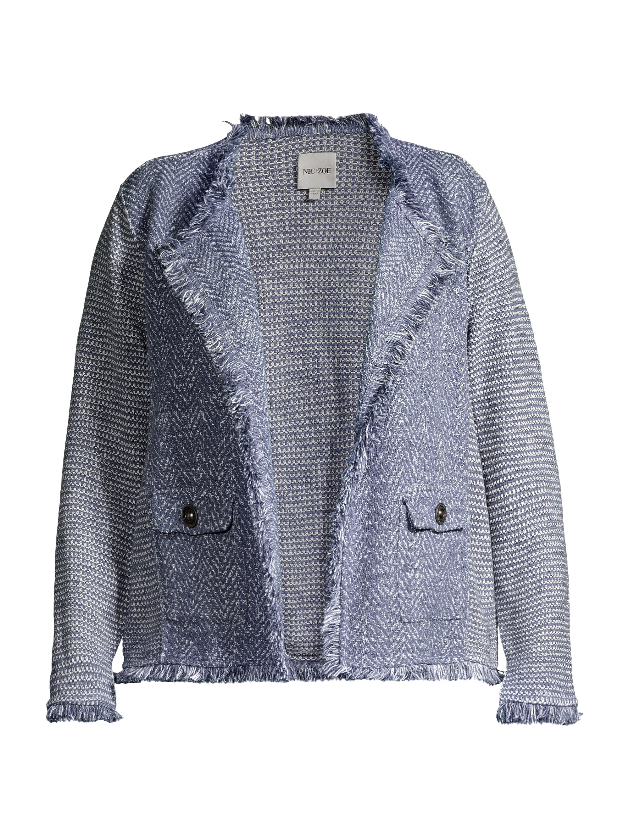 NIC+ZOE Women's Fringe Cotton Blend Open-Front Jacket - Slate