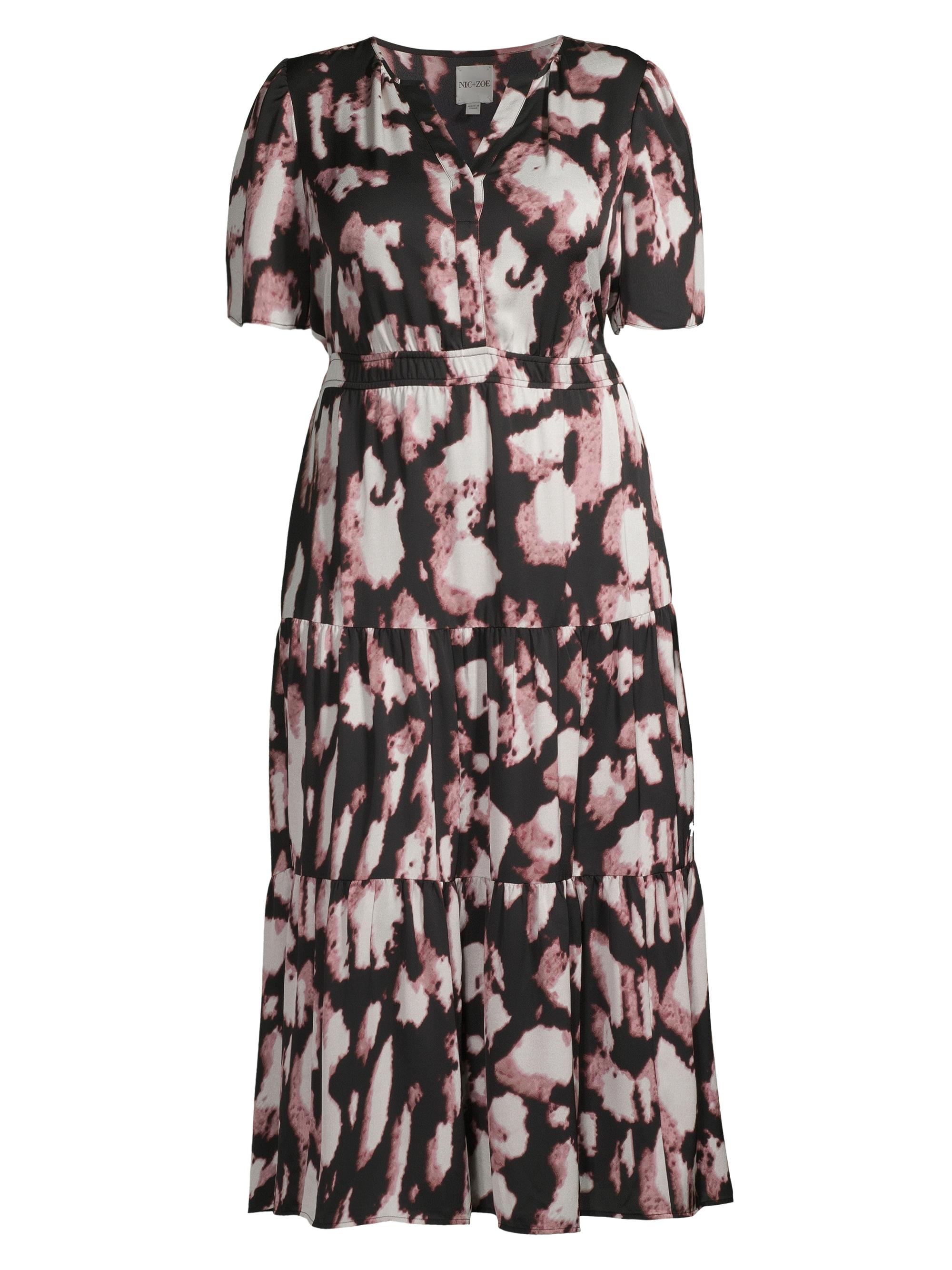 NIC+ZOE Women's Spring Shadow Satin Midi-Dress - Black Multi