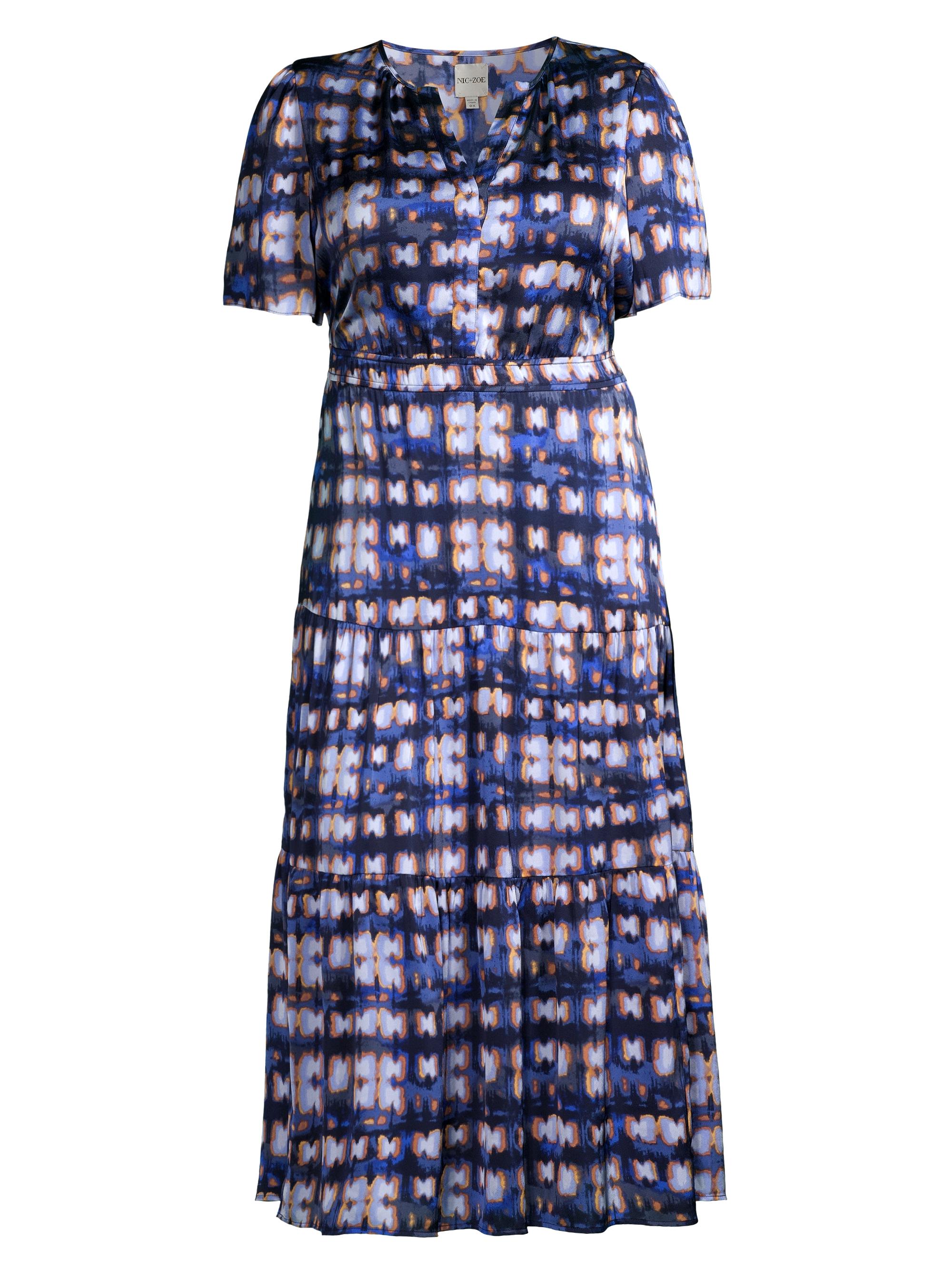 NIC+ZOE Women's Daydream Satin Chiffon Maxi Dress - Indigo Multi