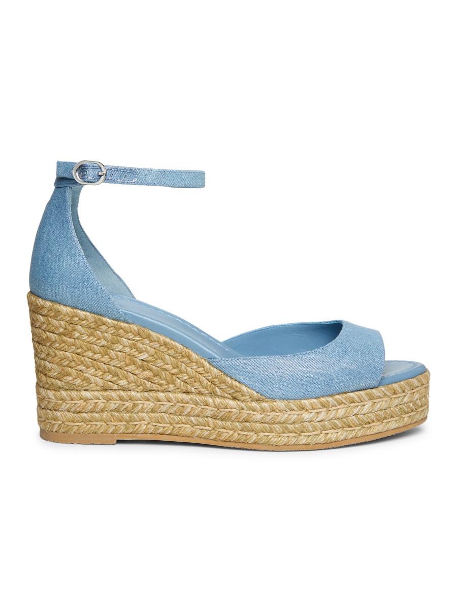 Shop Stuart Weitzman Nudistia 85MM Metallic Denim Espadrille Shop Stuart Weitzman Nudistia 85MM Metallic Denim Espadrille