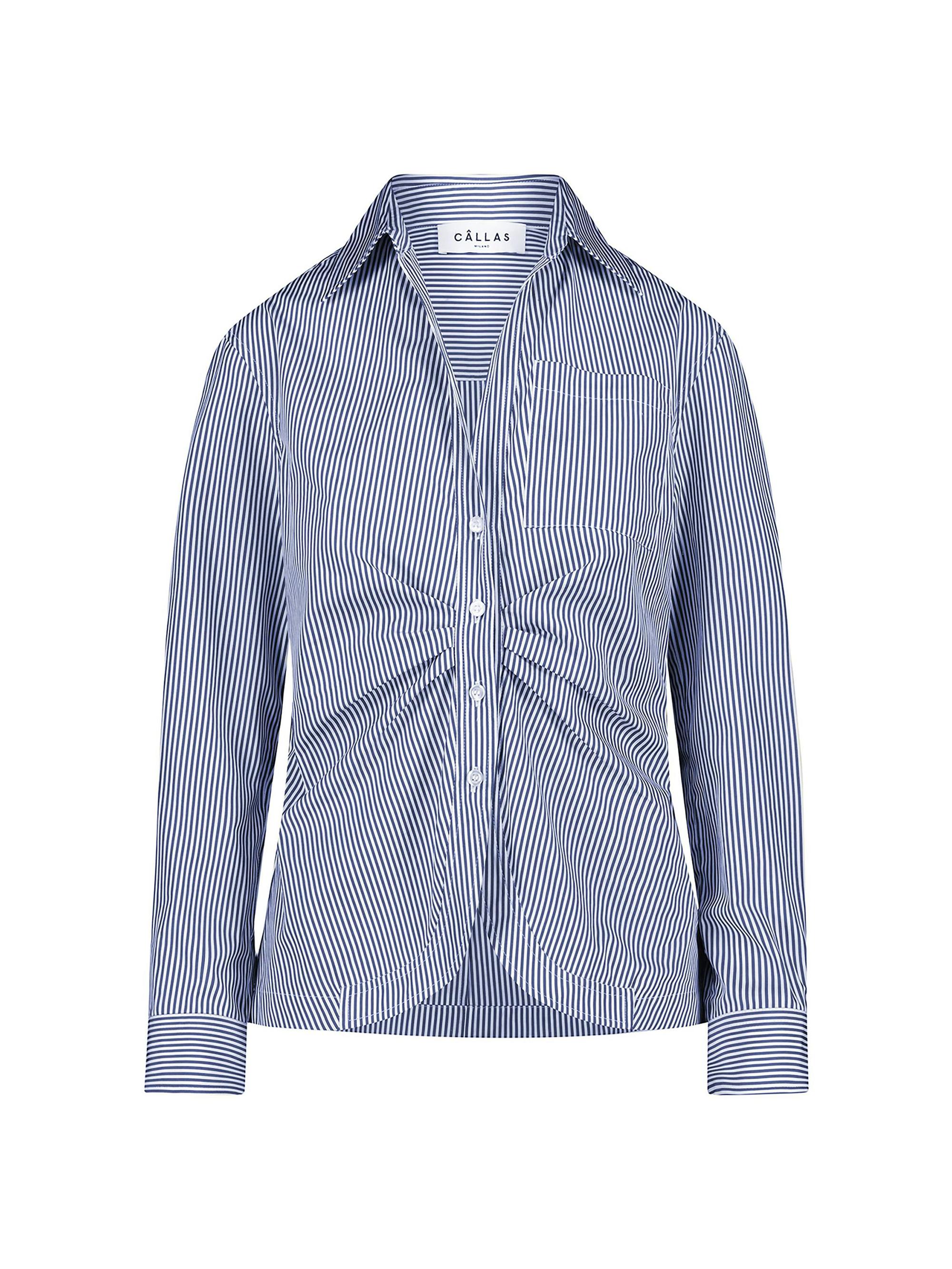 Callas Milano Women's Sierra Classic Stripe Poplin Shirt - Navy White Stripe