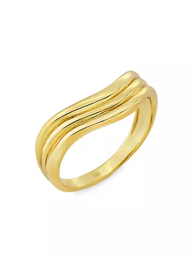 Waves 14K-Yellow-Gold Vermeil Ring