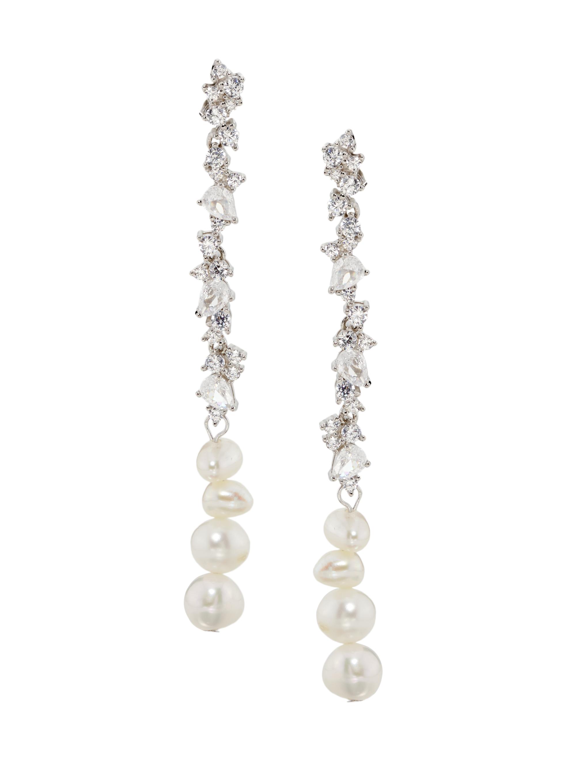 Shashi Women's Kalista Sterling Silver, Cubic Zirconia & Imitation Pearl Drop Earrings - Silver Pearl