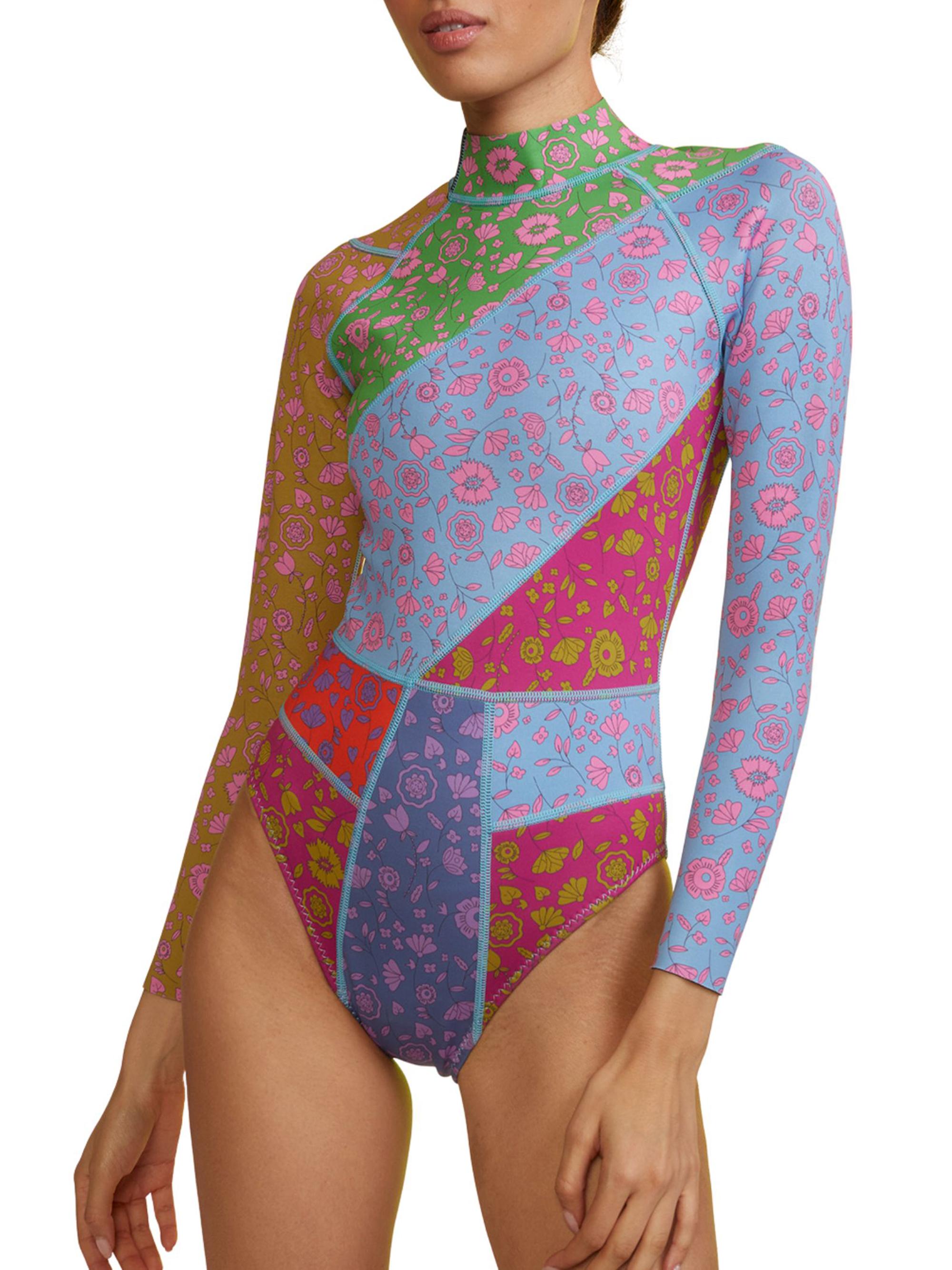 Cynthia Rowley Women's Patchwork Bonded Wetsuit - Floral Multi