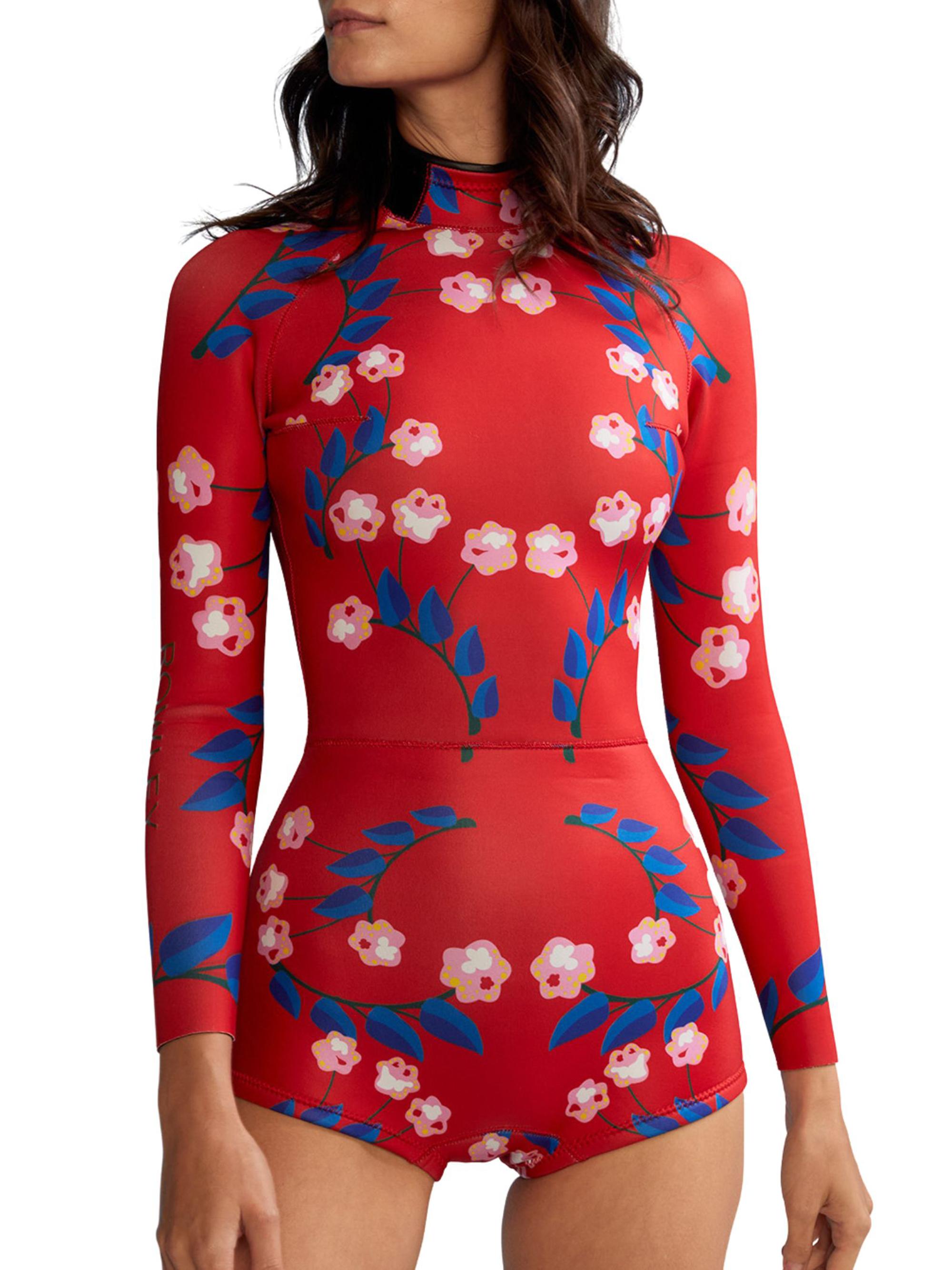 Cynthia Rowley Women's Vine Floral One-Piece Wetsuit - Red Vine Floral